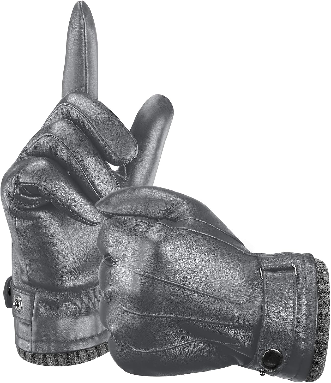Aegend Leather Gloves for Men, Soft Warm Lining Full Hand Touchscreen Winter Gif...