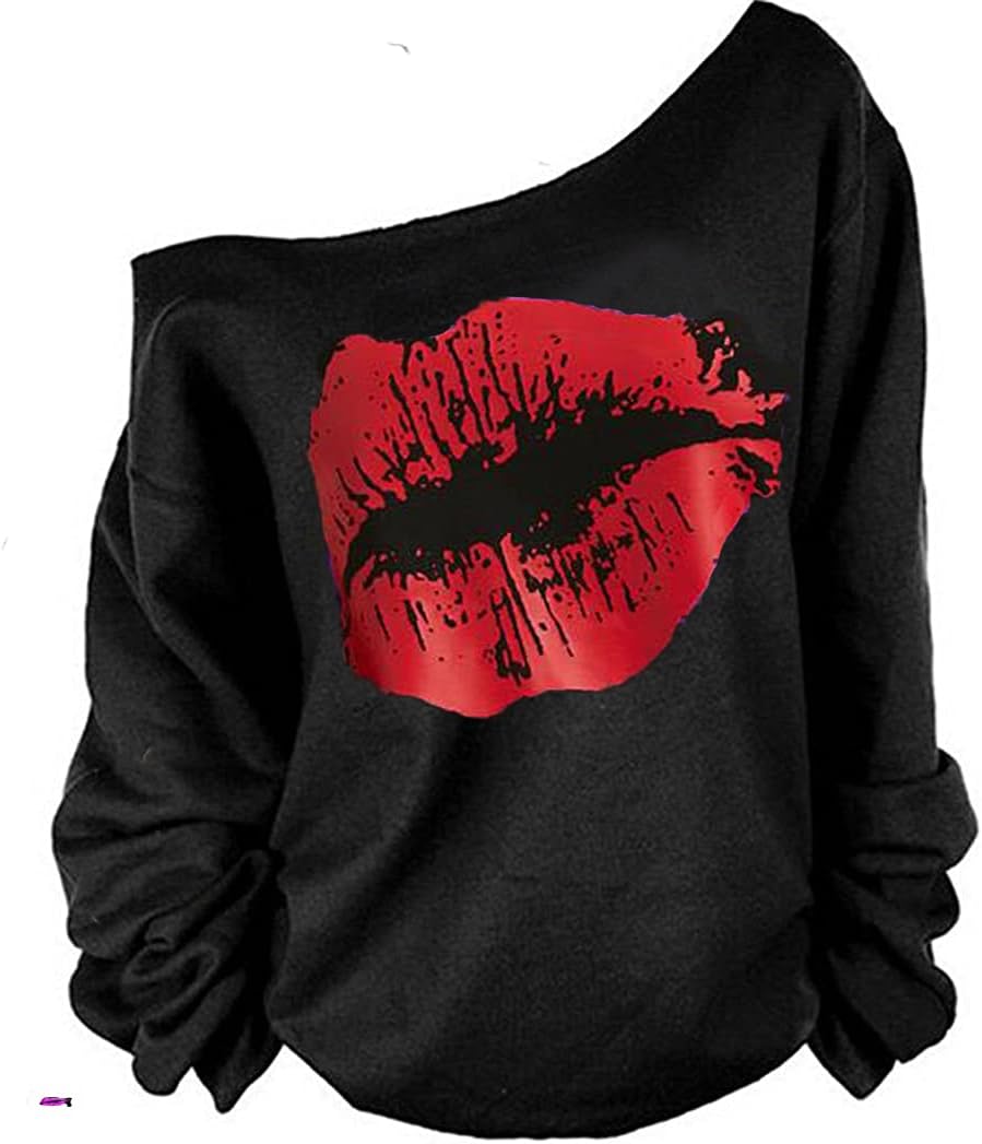 MAGICMK 80s Outfit for Women,Off Shoulder Long Sleeve Slouchy Printed Neon Long...