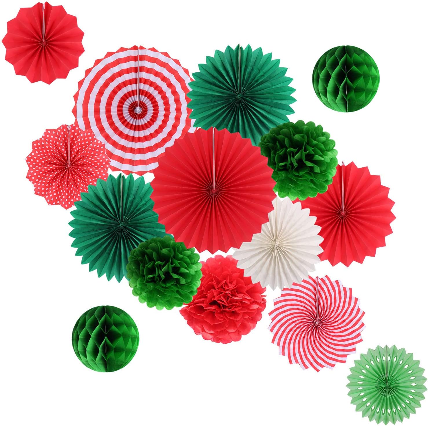 Hanging Party Decorations Set Tissue Paper Fan Paper Pom Poms Flowers and Honeyc...