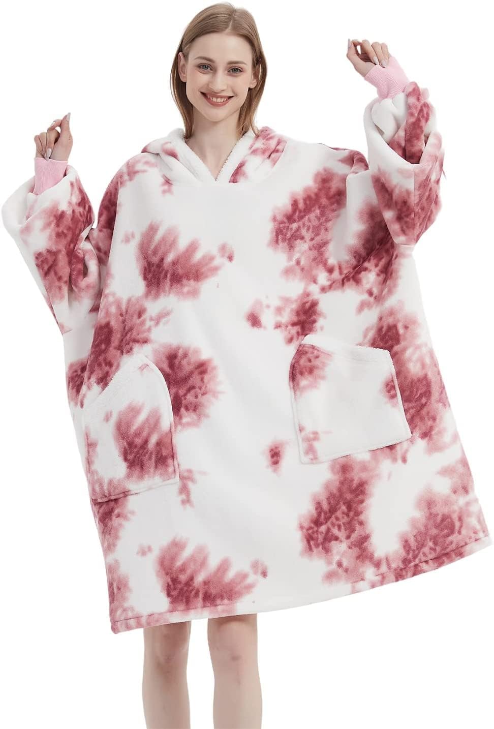 mebiusyhc Oversized Hoodie Blanket Fluffy Fleece Blanket Hoodie Hooded Blanket D...