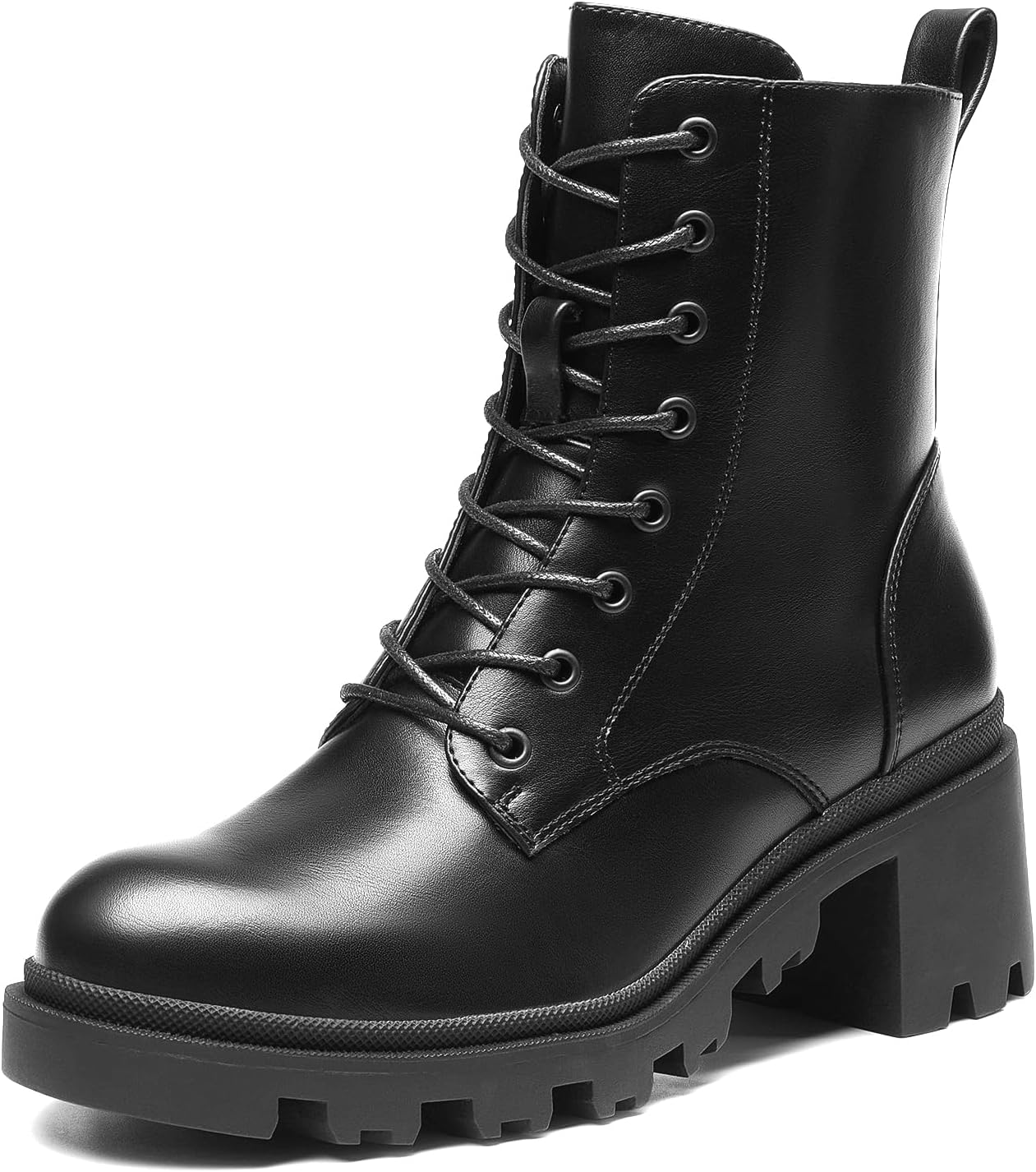 DREAM PAIRS Women's Lace Up Combat Ankle Boots Fashion Low Chunky Heel Lug Sole...