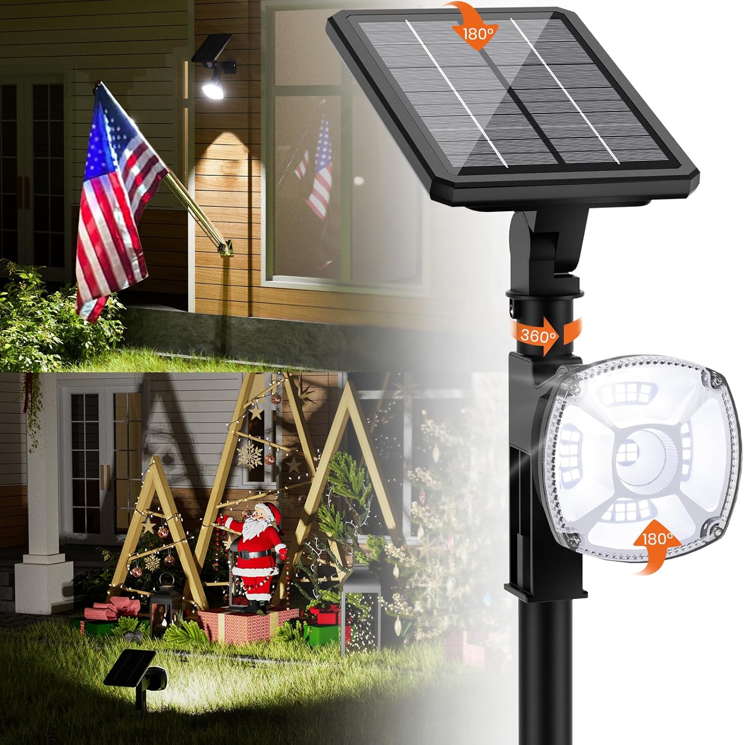 Solar Spotlights Focus Lights Outdoor Waterproof IP67,Cool White,4 Pack,360°Adju...