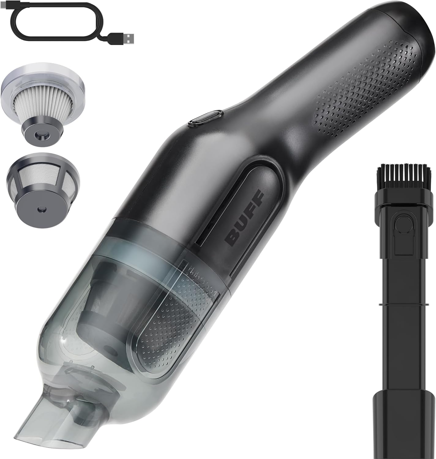 BUFF Cordless Handheld Vacuum, Rechargeable Car Vacuum Cleaner with Combo Crevic...