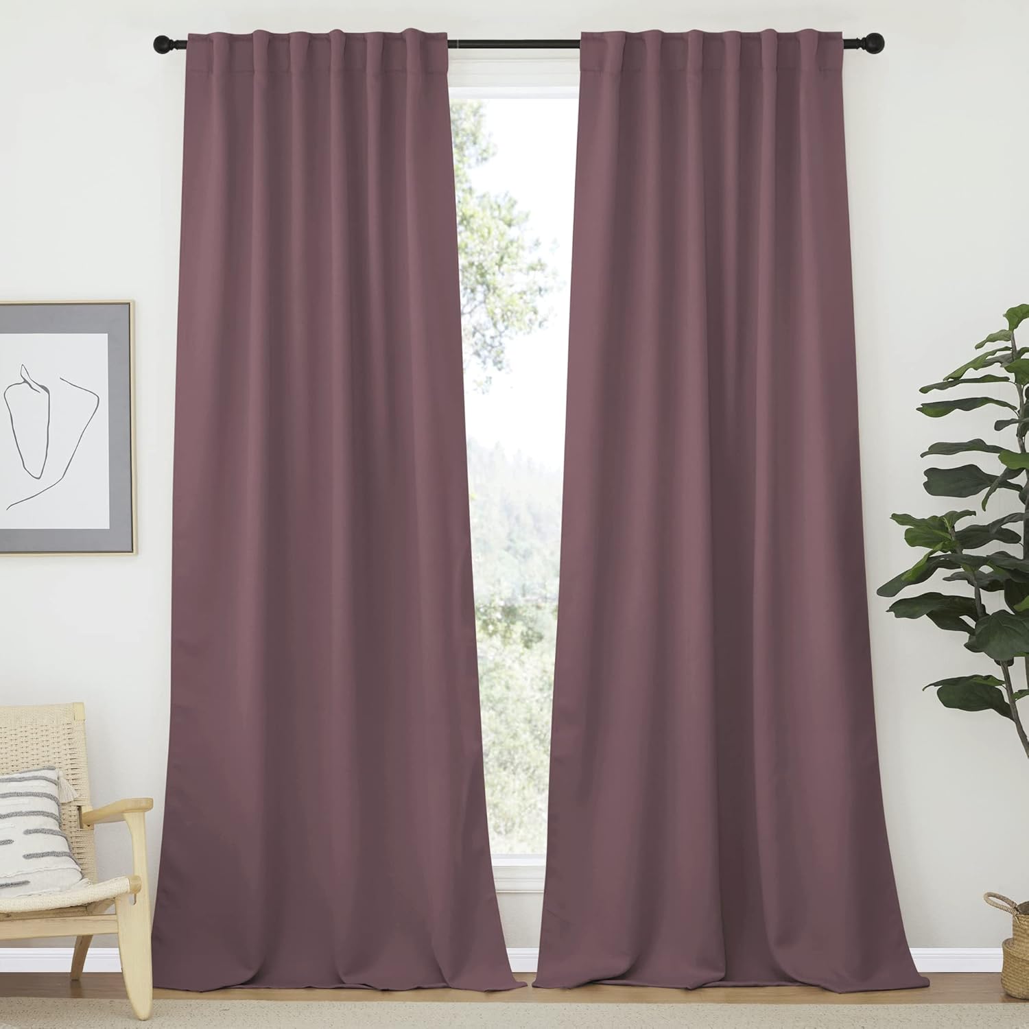 NICETOWN Bedroom Blackout Curtain Panels - (Dry Rose Color) 52 x 108 inch, 2 PCs...