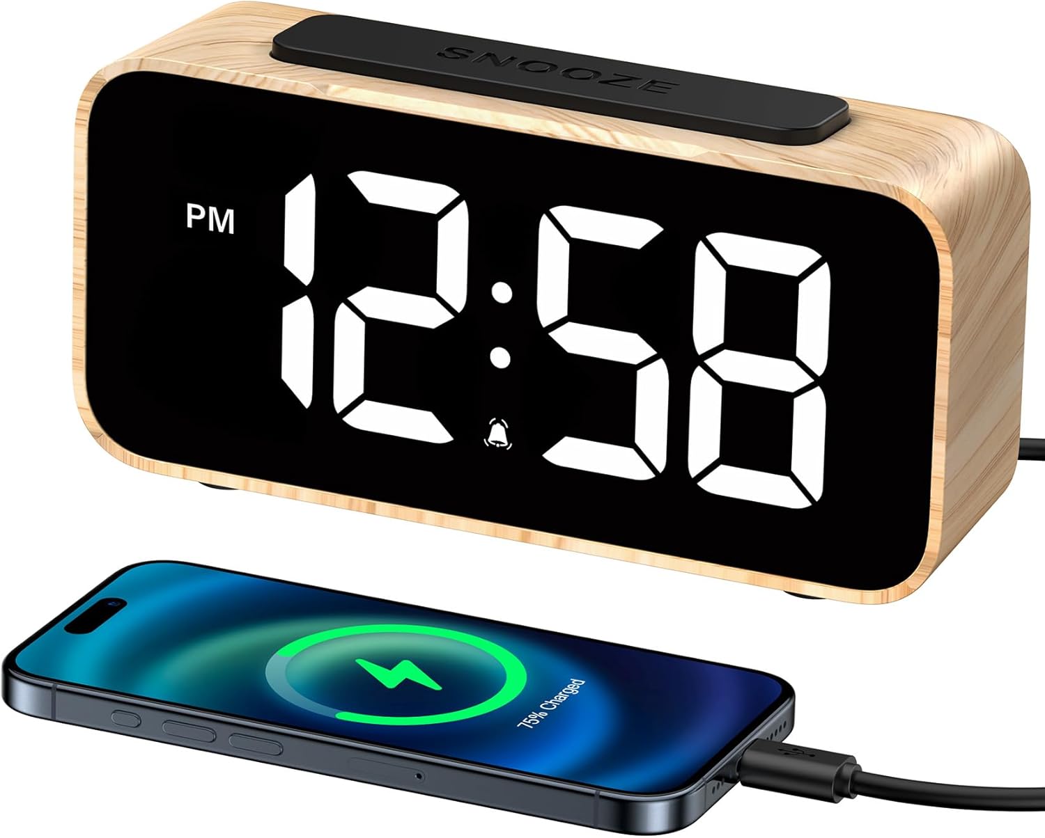 GOLOZA Digital Alarm Clock for Bedrooms, Digital Clock with LED Display, 0-100%...