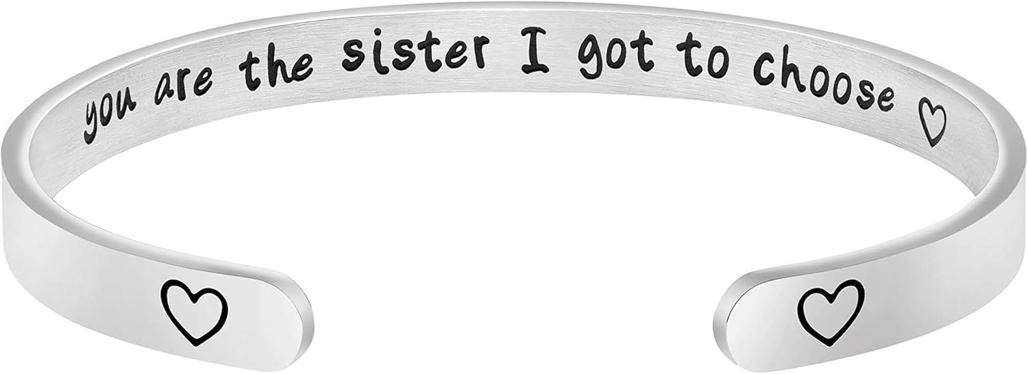 JoycuFF Women Bangle Bracelet Cuffs Open White Inspirational Girls Jewelry Engra...