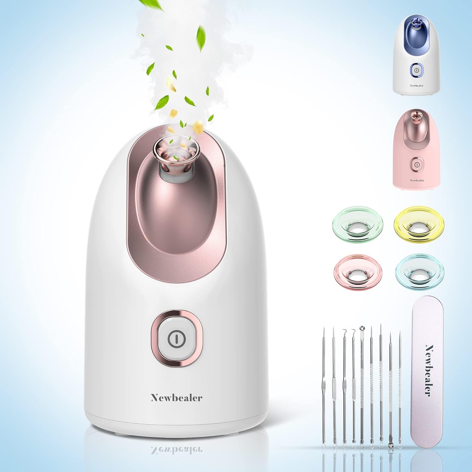 Newbealer Facial Steamer, Mini Aroma Face Steamer, Nano Ionic Hot Mist Face Humi...