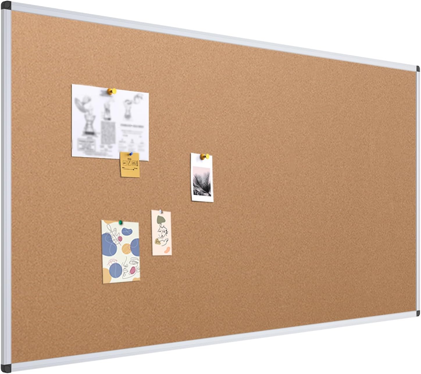 VIZ-PRO Cork Notice Board, 8' x 4', Silver Aluminium Frame 96 X 48 Inches