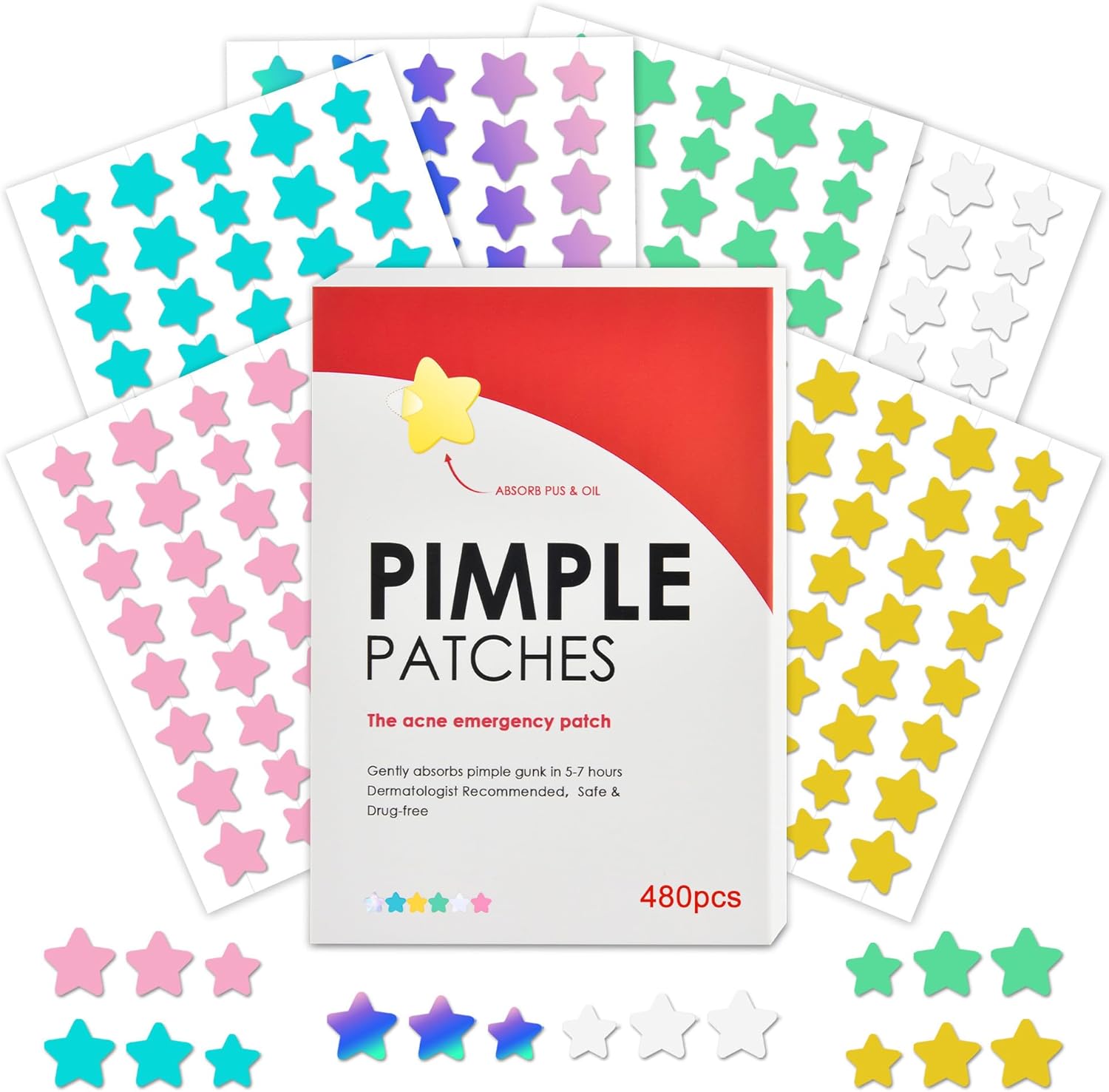 Star 480 Pimple Patches Spot Patches Acne Treatment Absorbing Cover Invisible Bl...