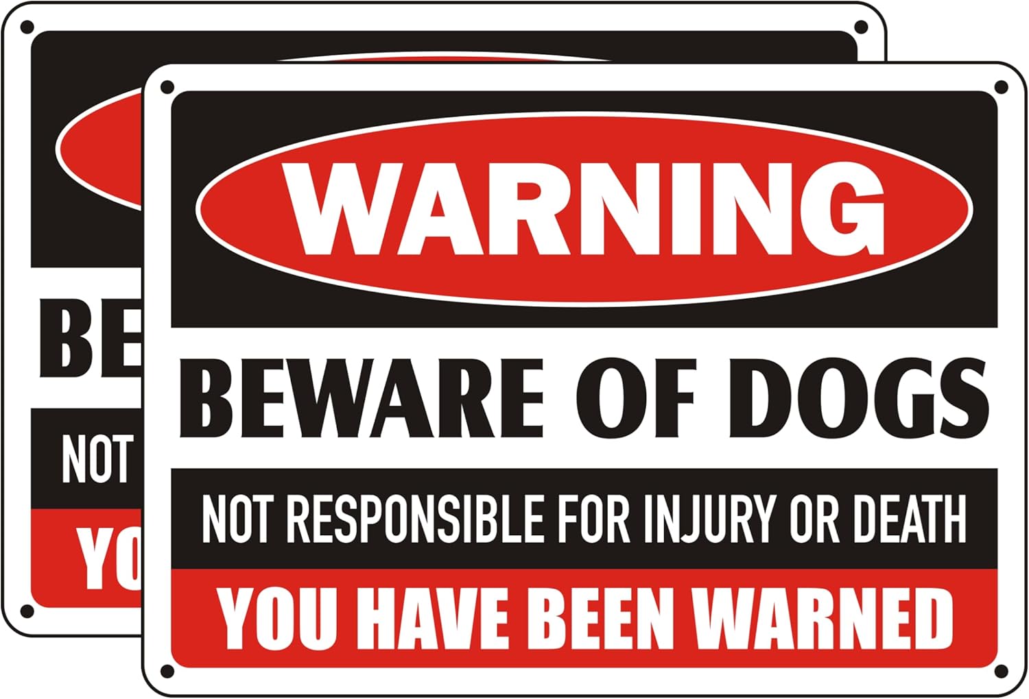 Beware of Dog Sign, Metal Warning the Dogs Signs for Fence Gate, 2 Pack 10 x 7 i...