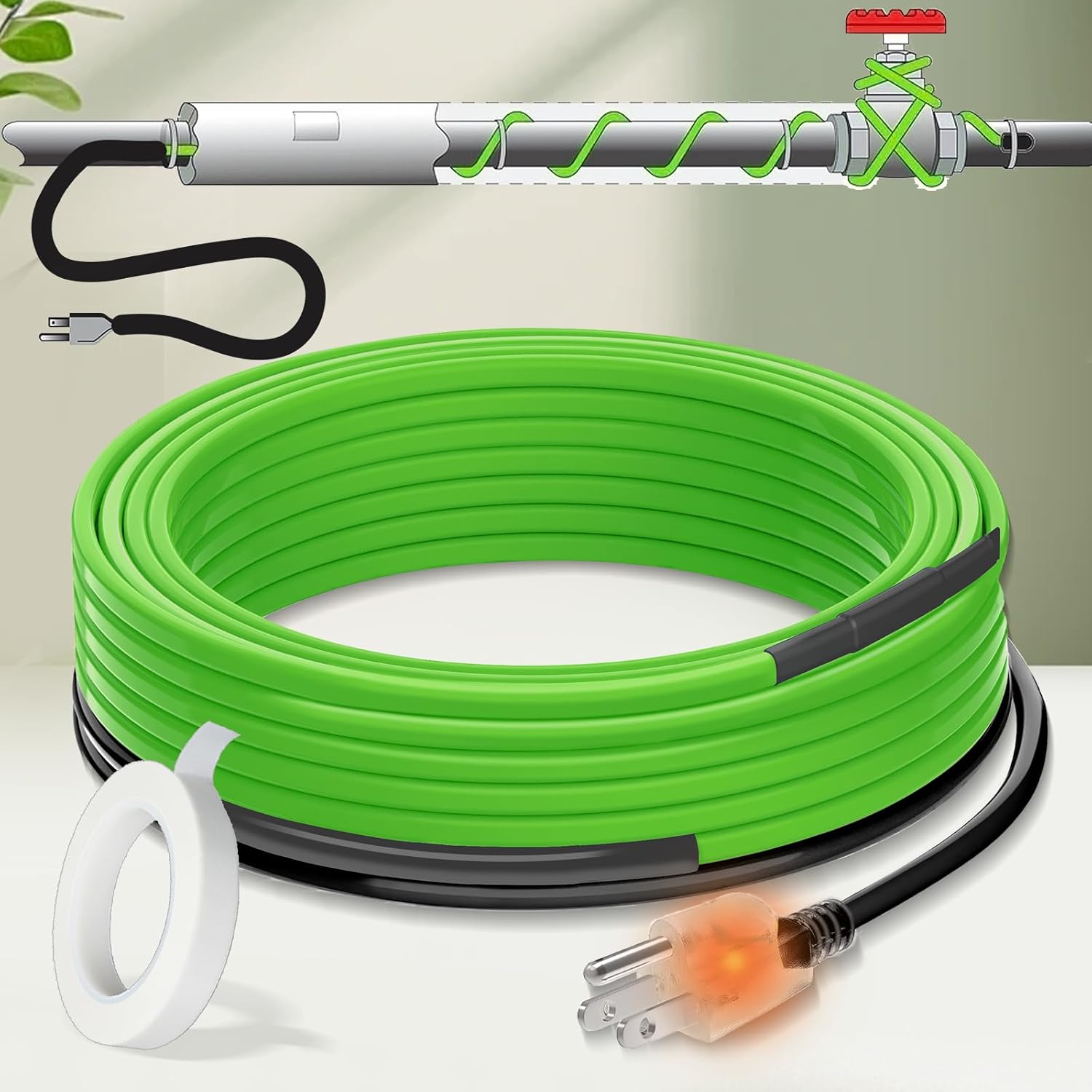 MAXKOSKO 16 Feet Pipe Heat Cable for Water Pipe Freeze Protection, Self-Regulati...