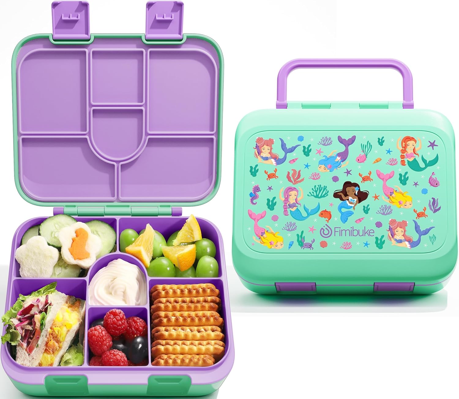 Fimibuke Bento Box for Kids, Leak-Proof 32OZ Snack Box with 6 Compartments BPA F...