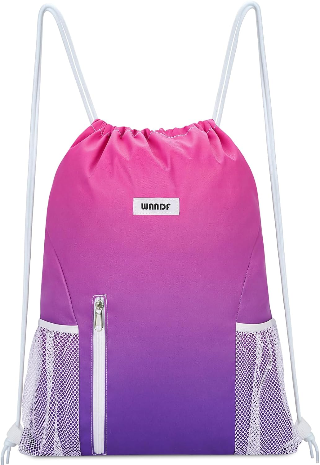 WANDF Drawstring Backpack Sports Gym Sackpack with Mesh Pockets Water Resistant...