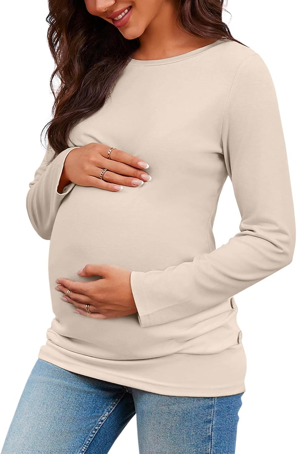 Chuanqi Womens Maternity Shirt Fall Long Sleeve Crew Neck T-Shirts Pregnancy Clo...