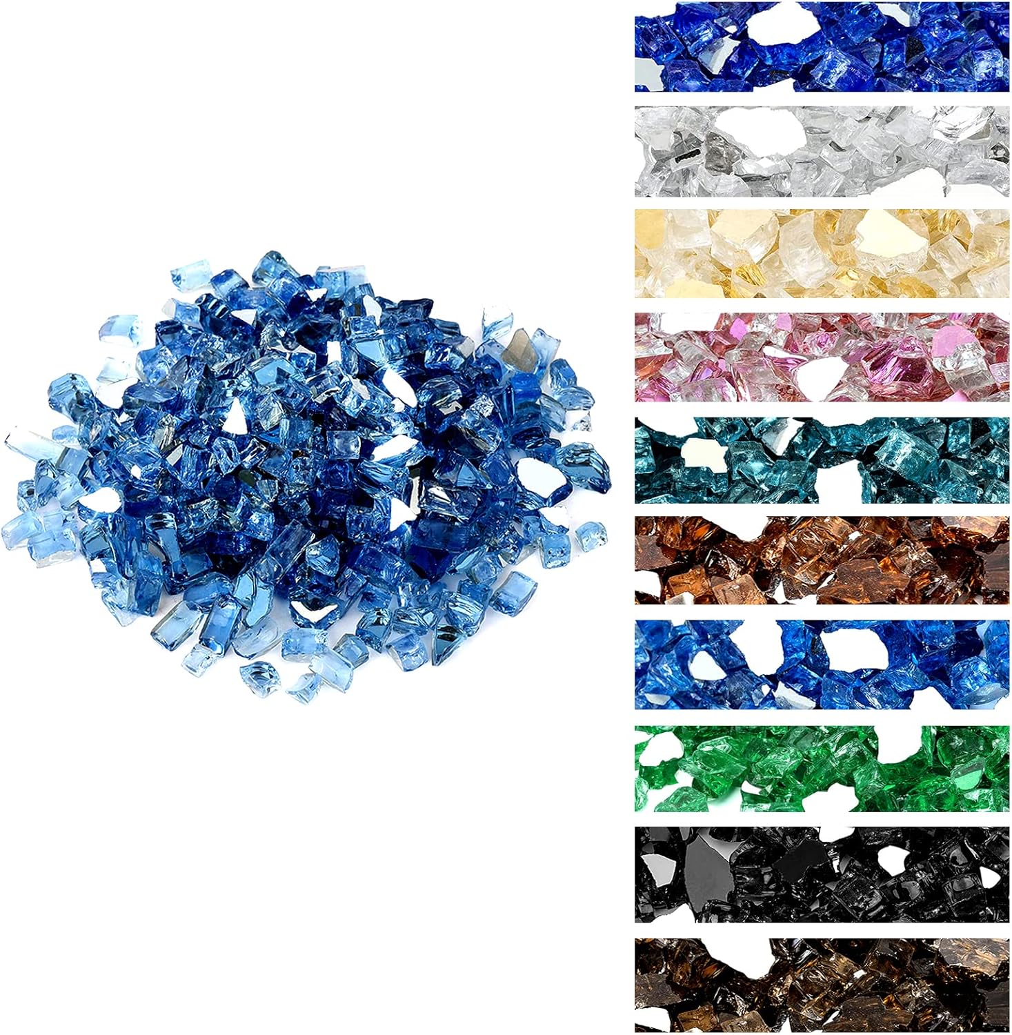 Onlyfire 10 pounds Fire Glass for Propane Fire Pit and Gas Fireplace, 1/4 Inch R...