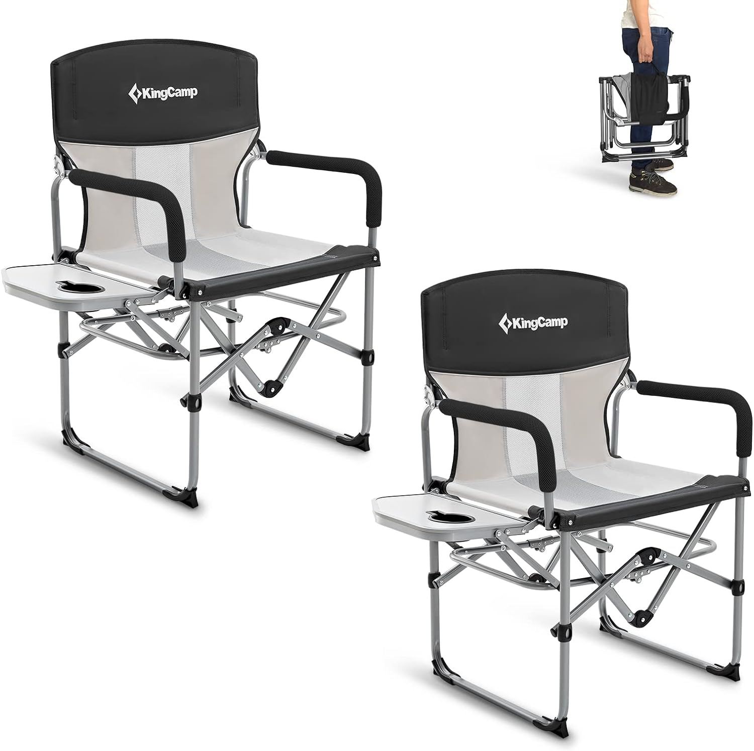 KingCamp Folding Camping Chair, Heavy Duty Director's Seat for Adults Outside, P...