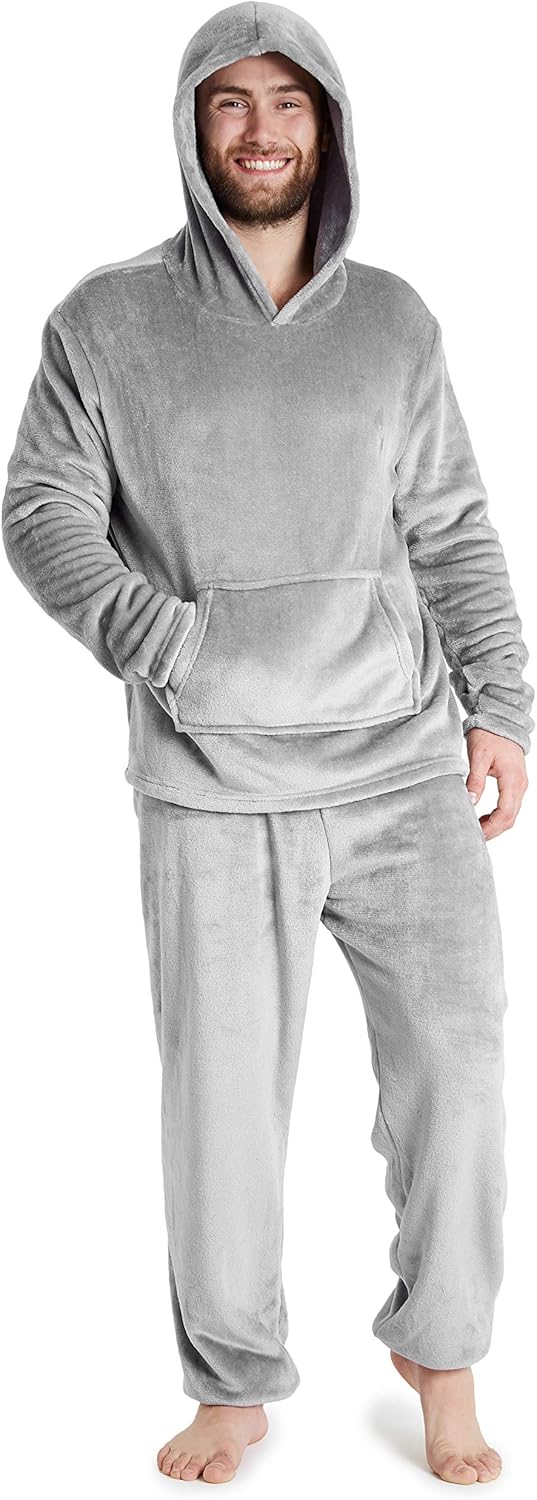 CityComfort Mens Pyjamas Set, Warm Fleece Pyjamas for Men with Fluffy Hoodie XXL...