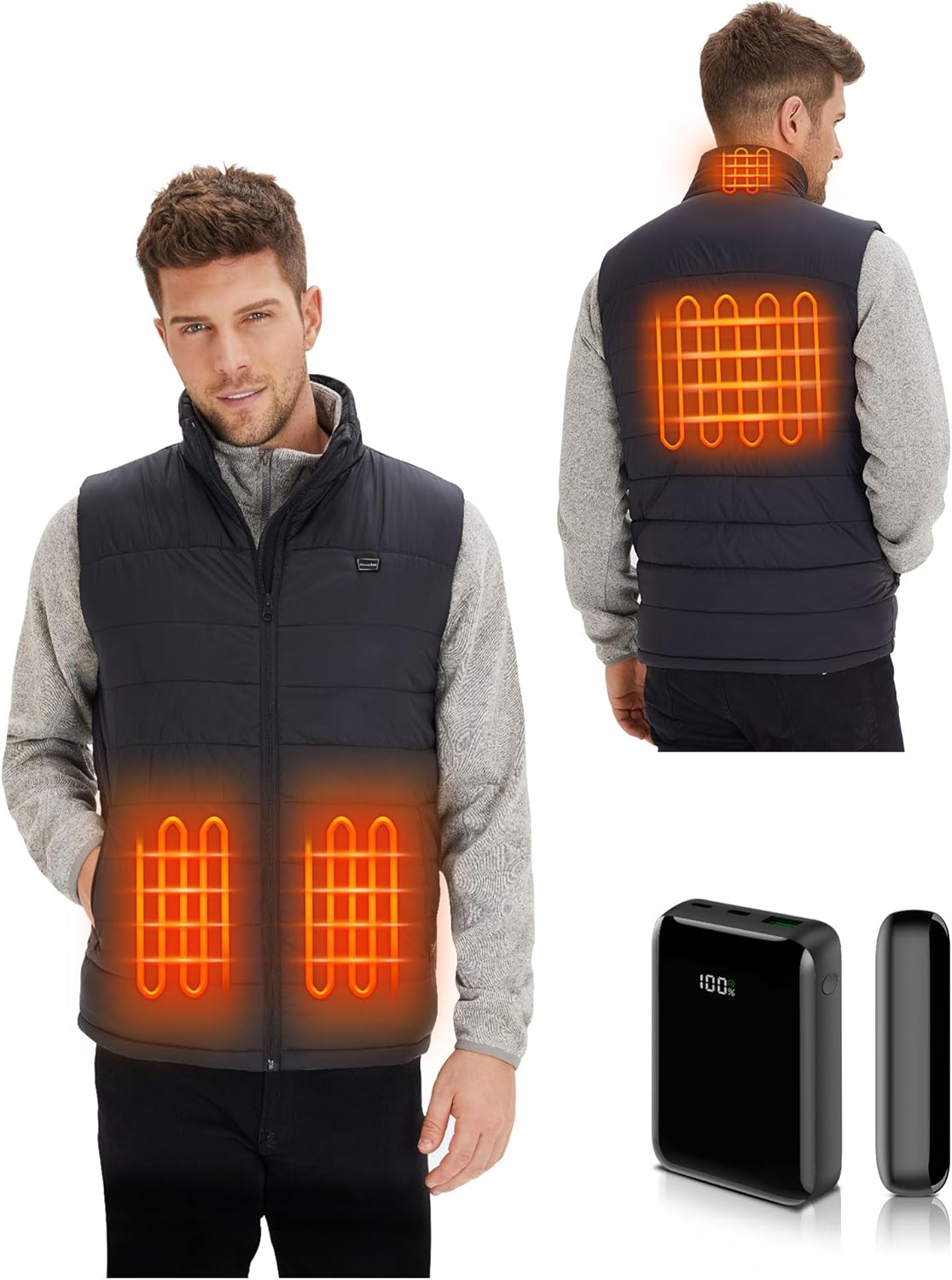 HENNCHEE Heated Vest Jacket for Men and Women With Battery Pack, Lightweight Hea...