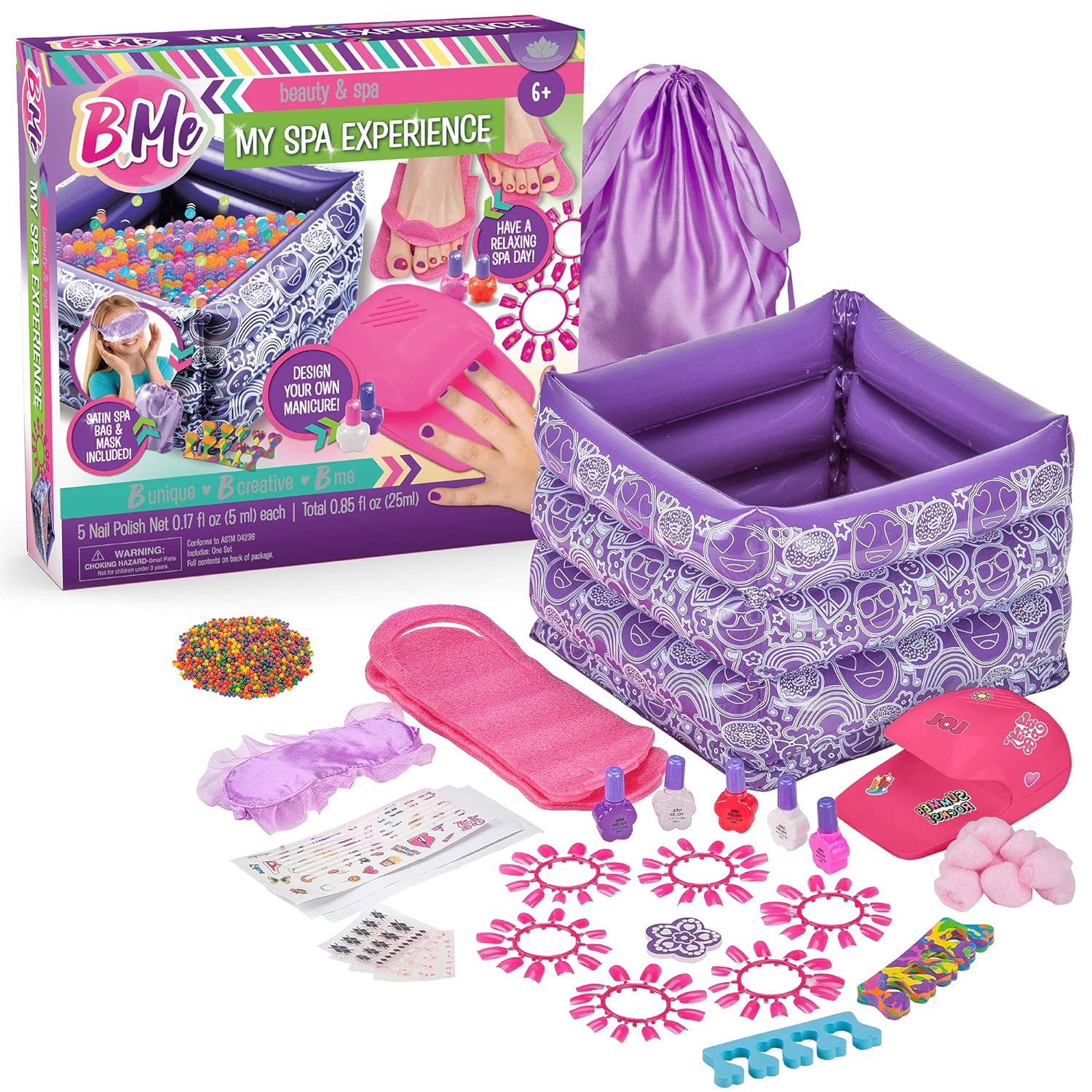 Kids Spa Kit for Girls - Spa Day Party Supplies Kit w/ Press On Nails, Kids Nail...