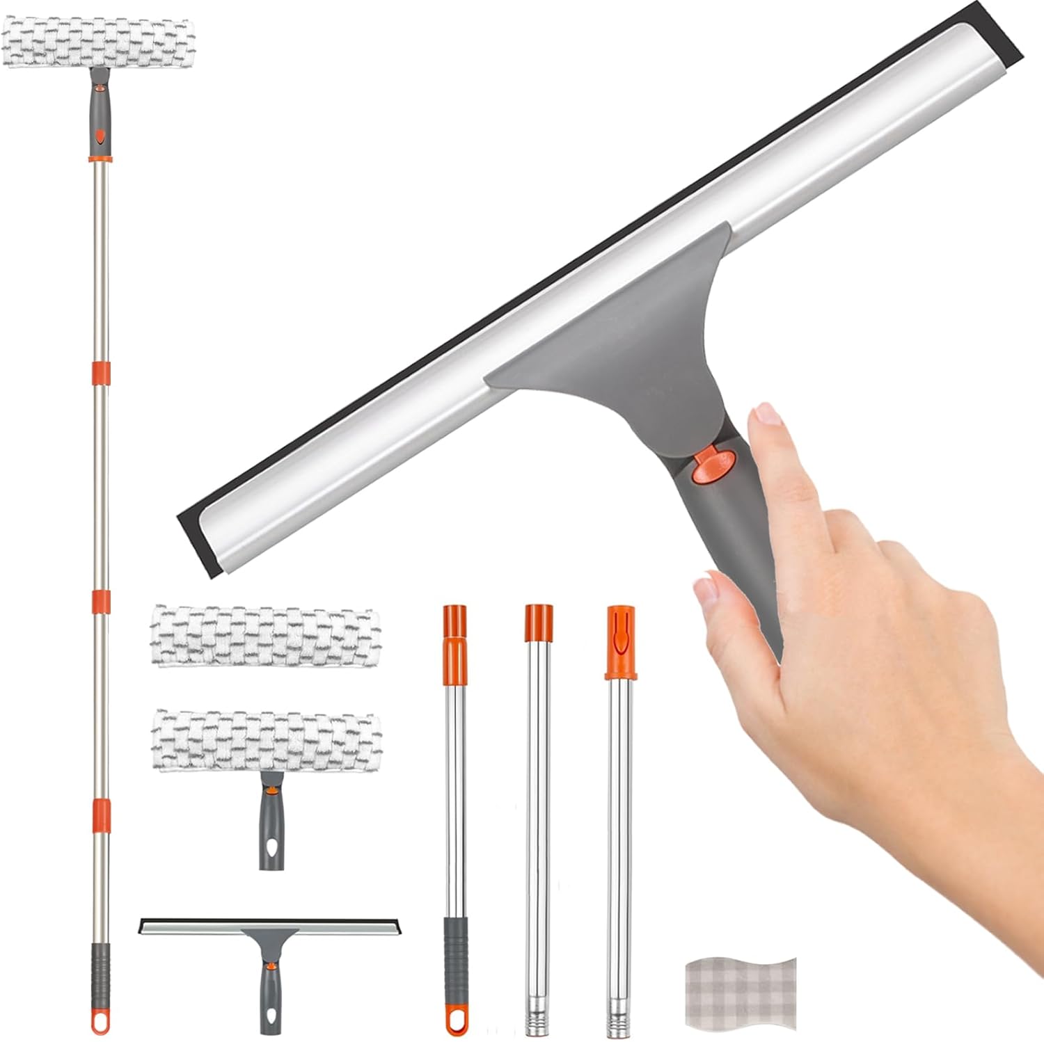 Professional Long Squeegee for Window Cleaner with Sturdy Stainless Steel Handle...