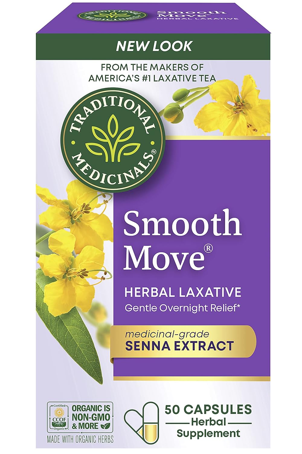 Traditional Medicinals - Smooth Move Laxative Capsules - Contains Organic Senna...