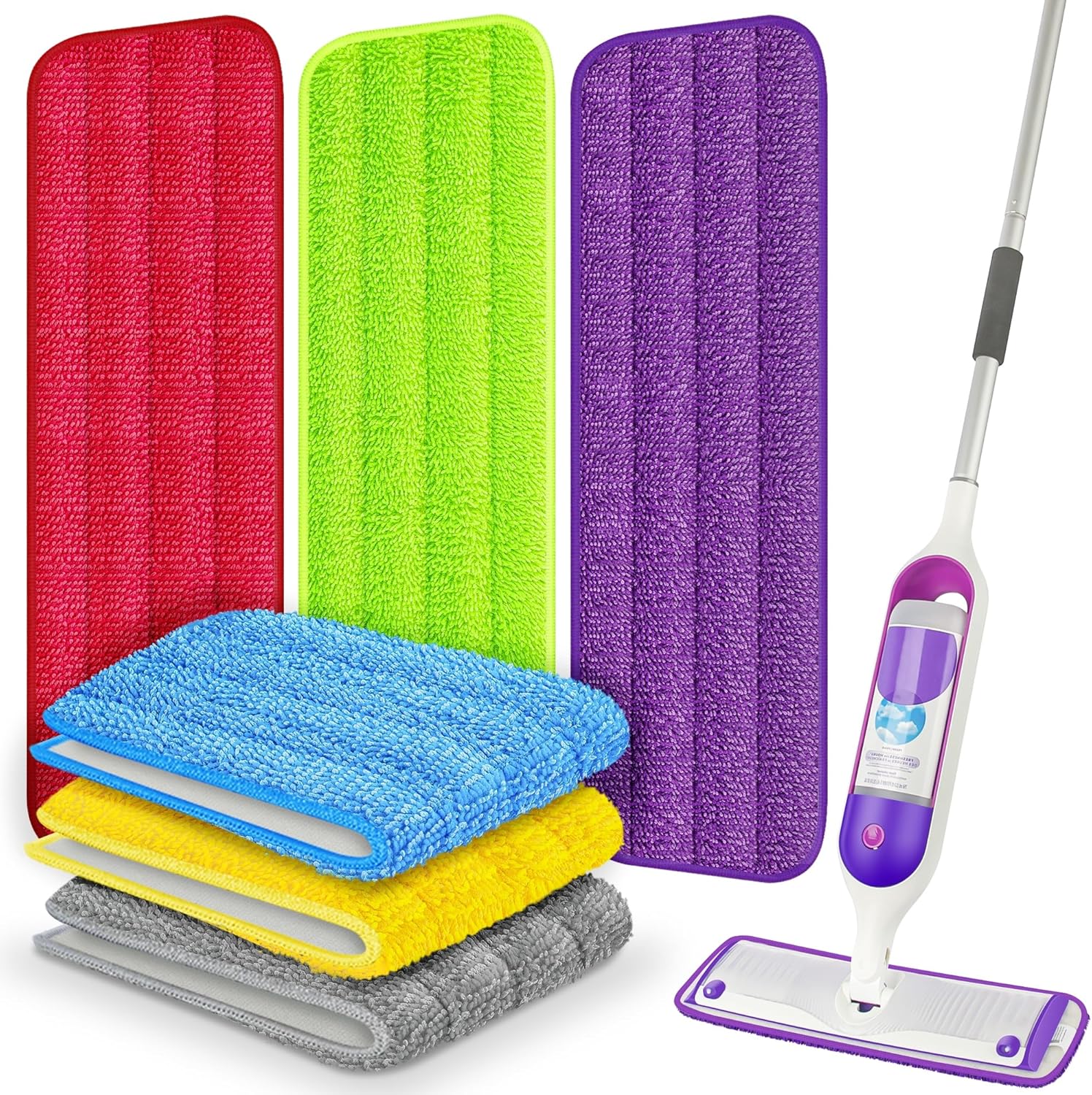 6 Pack Reusable Mop Pads Compatible with PowerMop, 13''-15'' Microfiber Mop Refi...