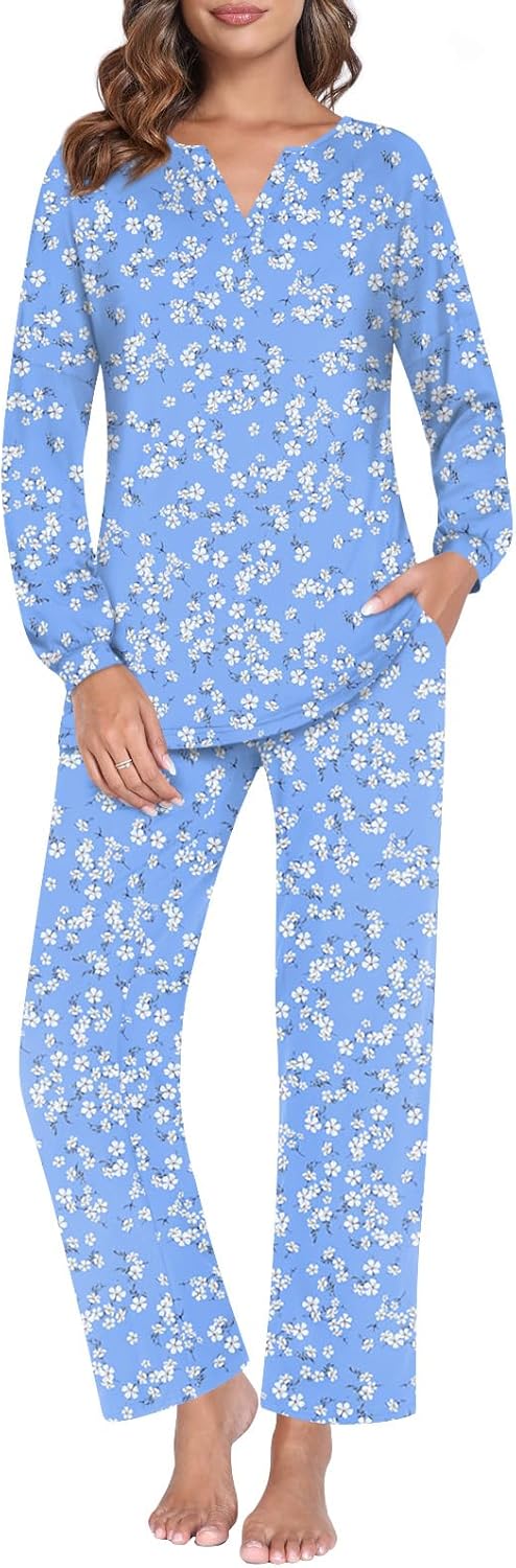 Anyally Plus Size 2 Piece Womens Fall Pajama Sets, Lounge Sleepwear Ladies Pjs S...