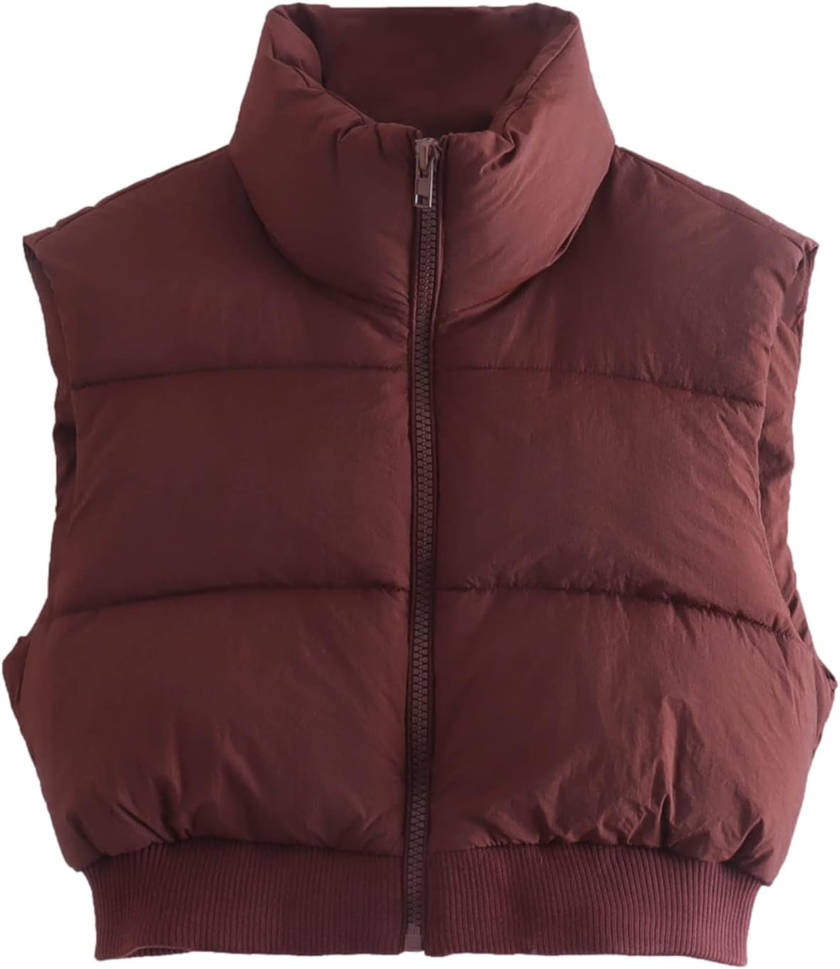 Shiyifa Women's Fashion High Neck Zipper Cropped Puffer Vest Jacket Coat X-Large...