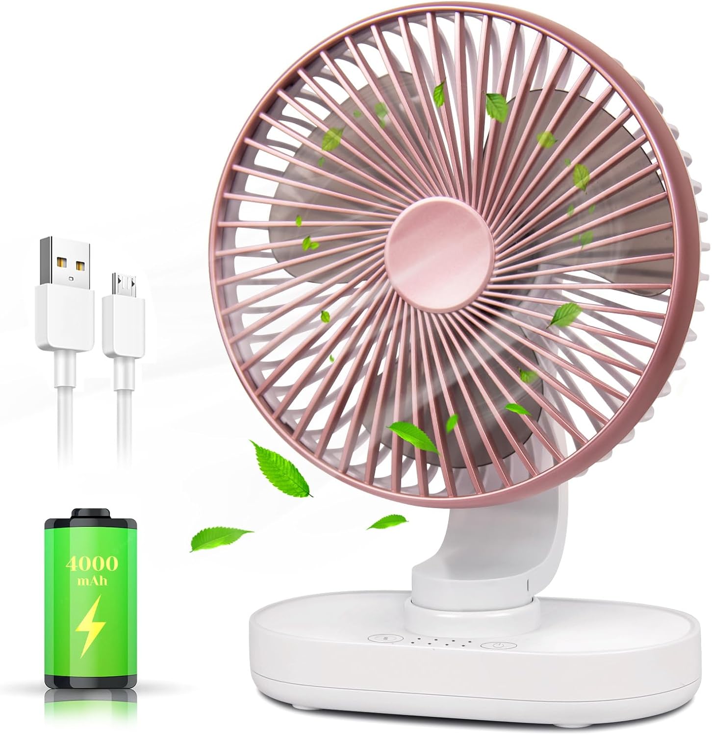 Battery Operated Fan 4000mAh, Rechargeable Fan, Portable Desk Fan,Small battery...