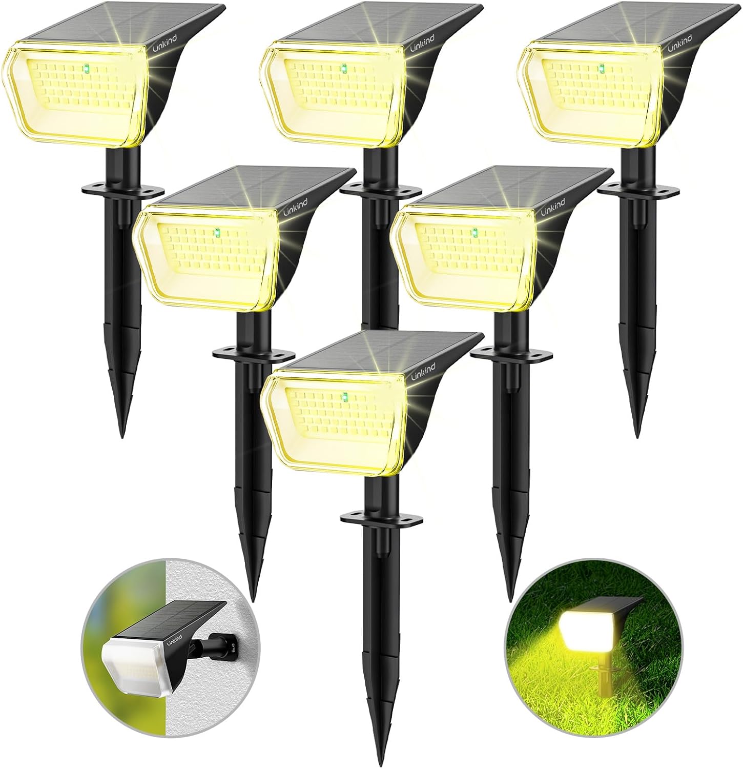 Linkind Solar Lights Outdoor 60 LEDs Solar Lights for Outside Solar Spot Lights...