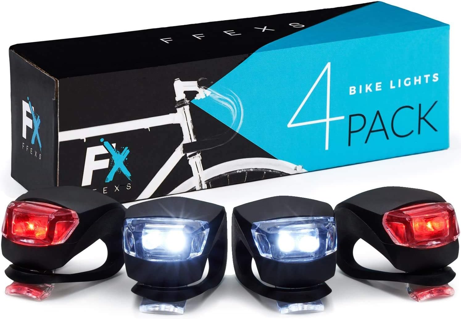 FX FFEXS Bike Lights Front and Back - Bike Lights Set (Batteries + Extra Sets of...