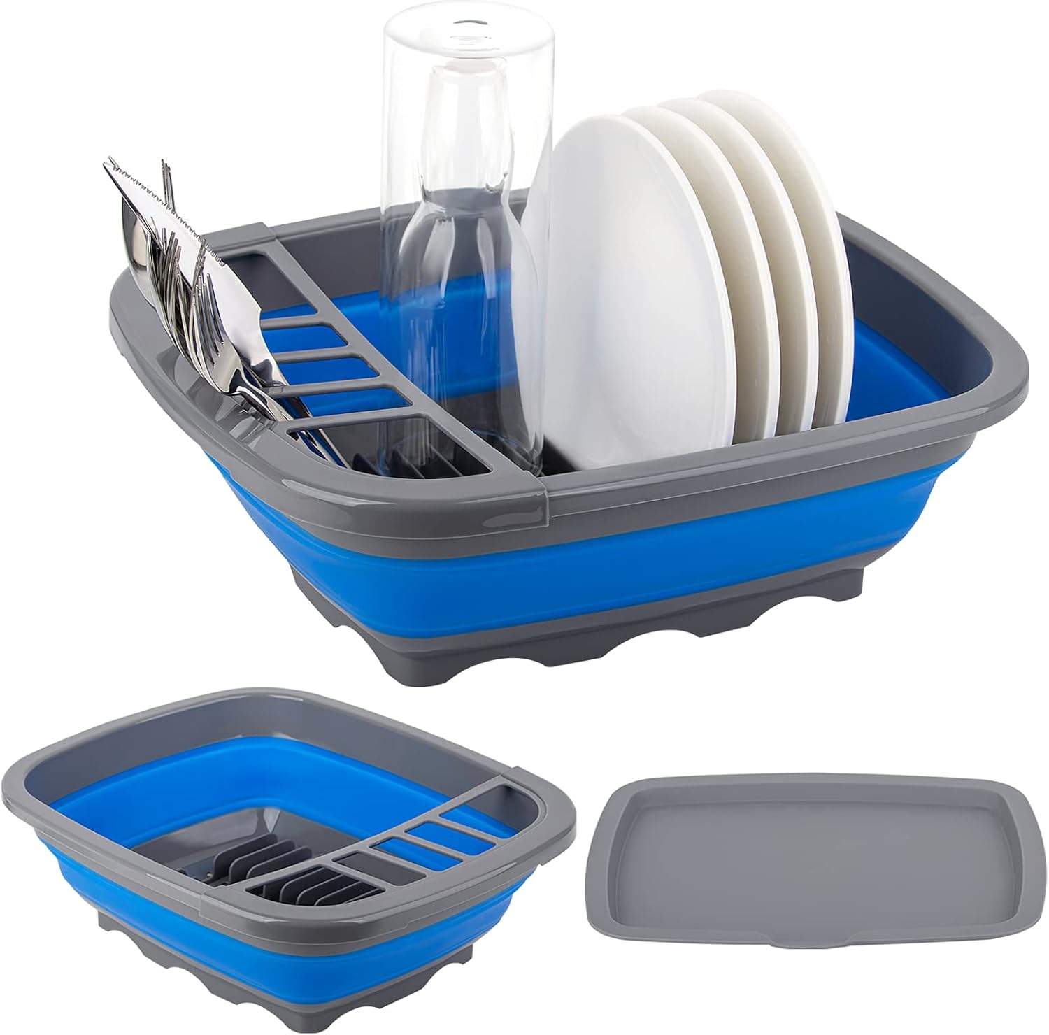 Tiawudi Collapsible Dish Drying Rack with Drainer Board, Foldable Dish Drainer,...