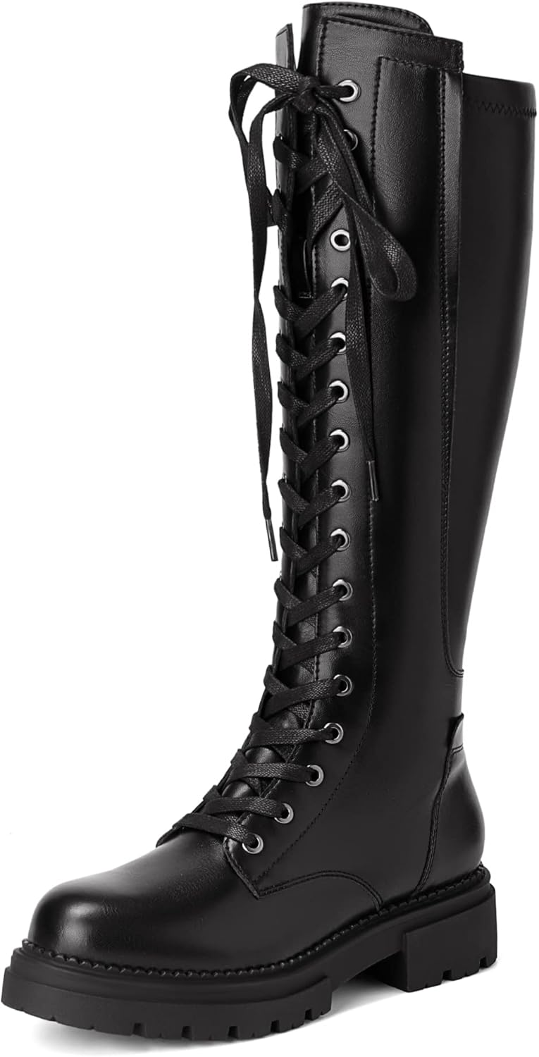 DREAM PAIRS Women's Thigh high Boots, Ladies Over The Knee Boots, Lace up and Zi...