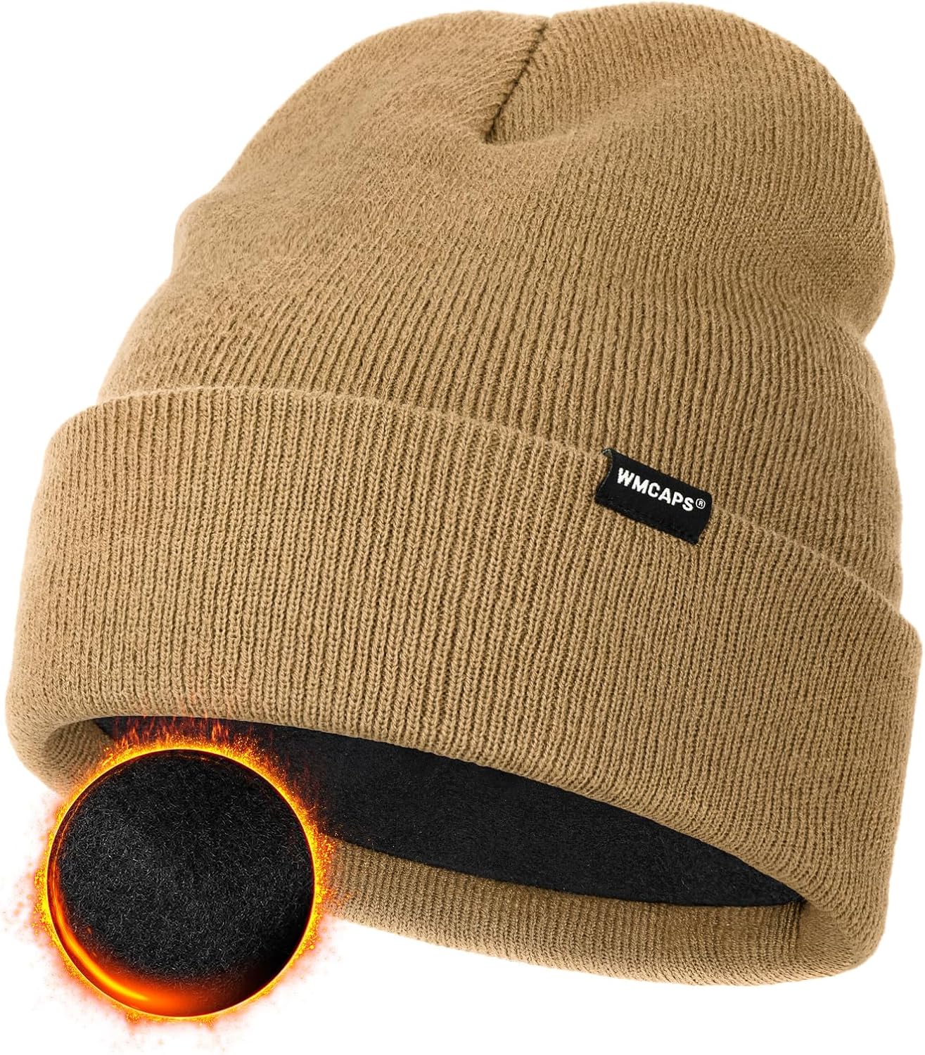 Wmcaps Knit Beanie for Men, Unisex Classic Winter Hats, Fleece Lined Cuffed Mens...