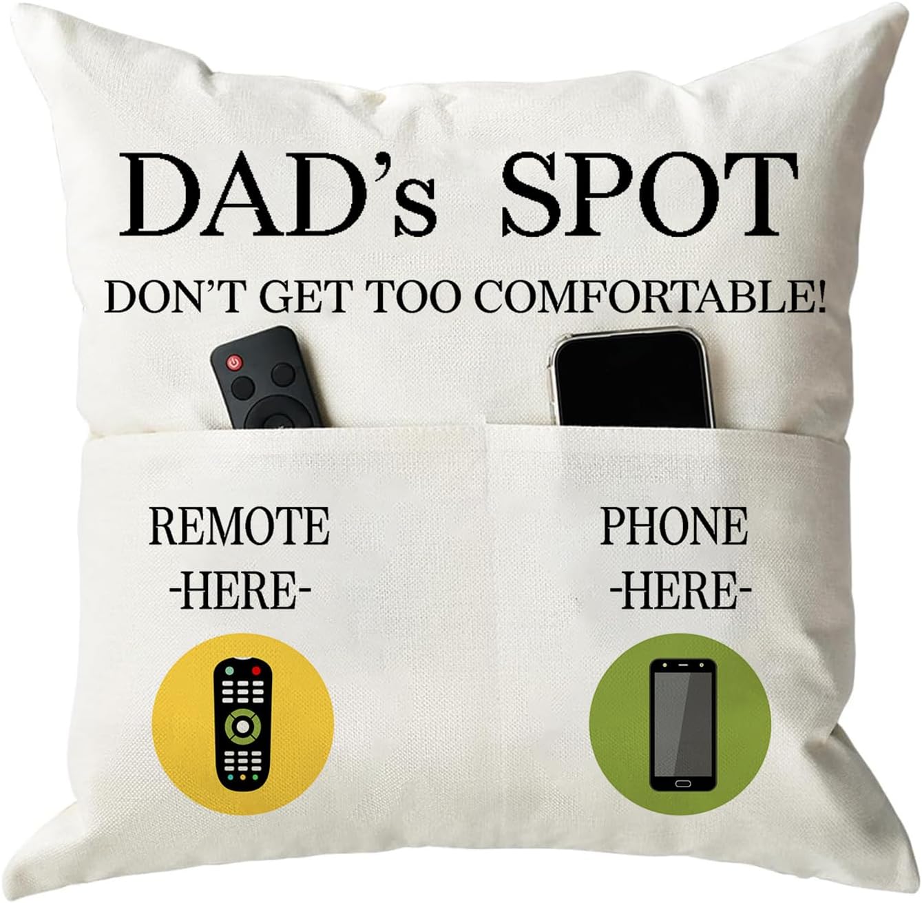 ONFAON Father's Day Throw Pillow Case, Dad's Spot Throw Pillow Covers 18 x 18 In...