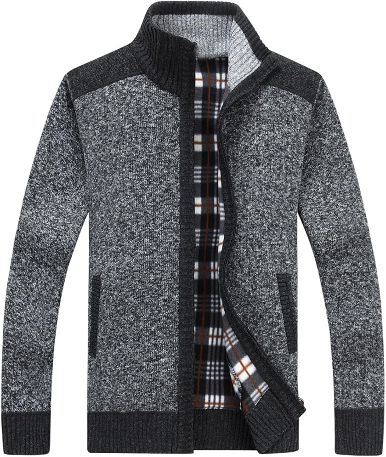 XinYangNi Men's Sweaters Full Zip Slim Thick Knitted Cardigan Sweaters Jacket wi...