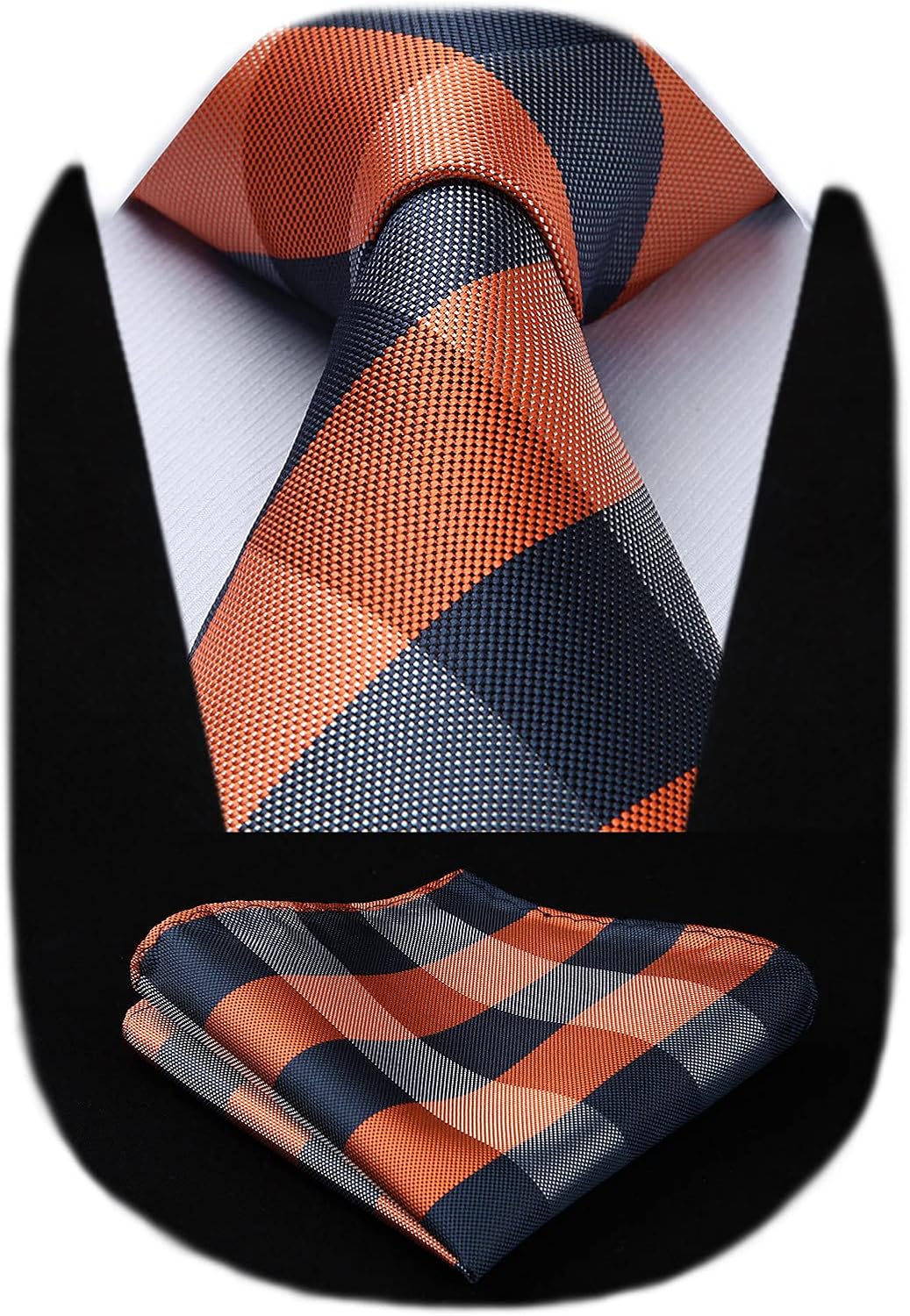 HISDERN Ties for Men Formal Business Plaid Checked Mens Ties and Pocket Square S...
