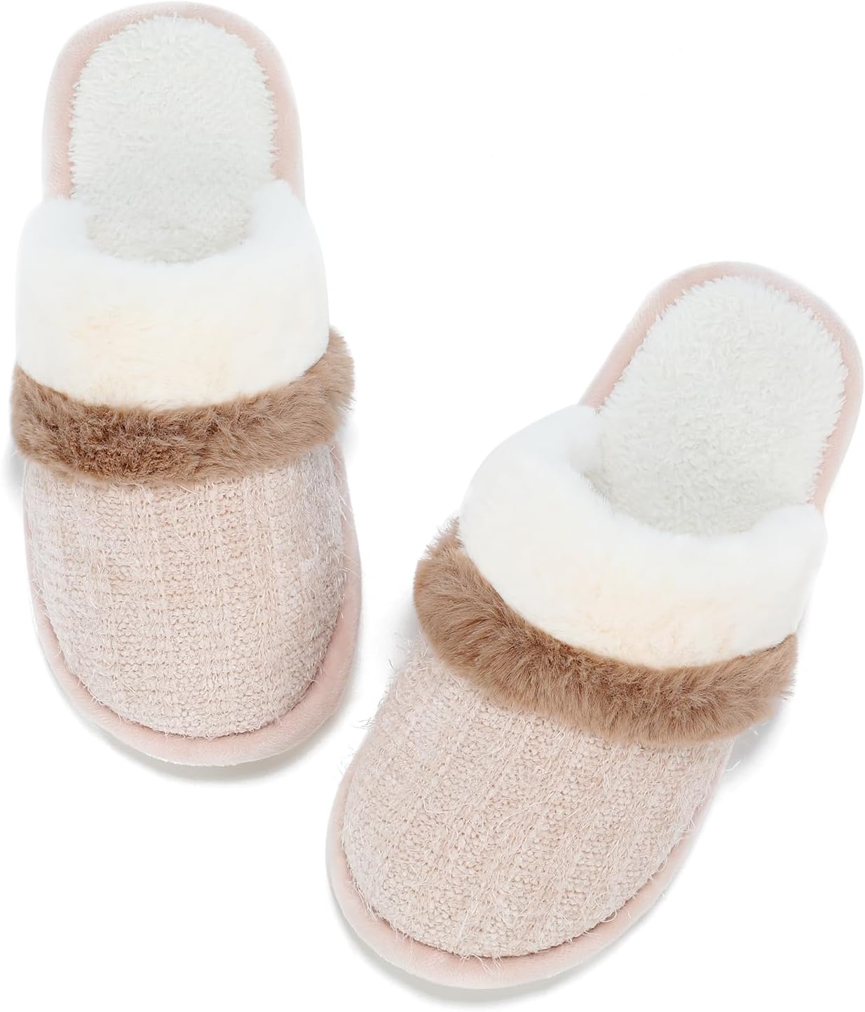 Women's Fuzzy Memory Foam Slippers Warm Gifts Trendy House Slippers Anti-Skid Ru...