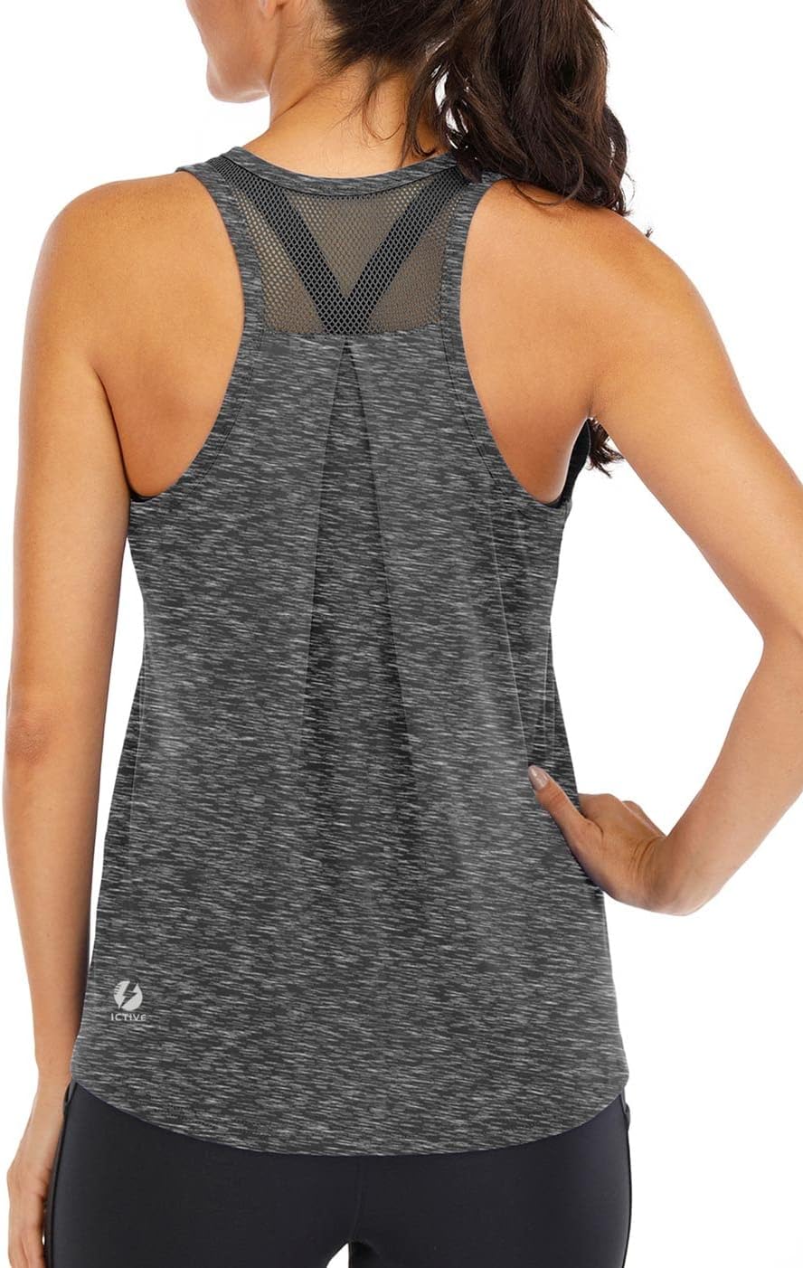 ICTIVE Workout Tops for Women Loose fit Racerback Tank Tops for Women Mesh Backl...