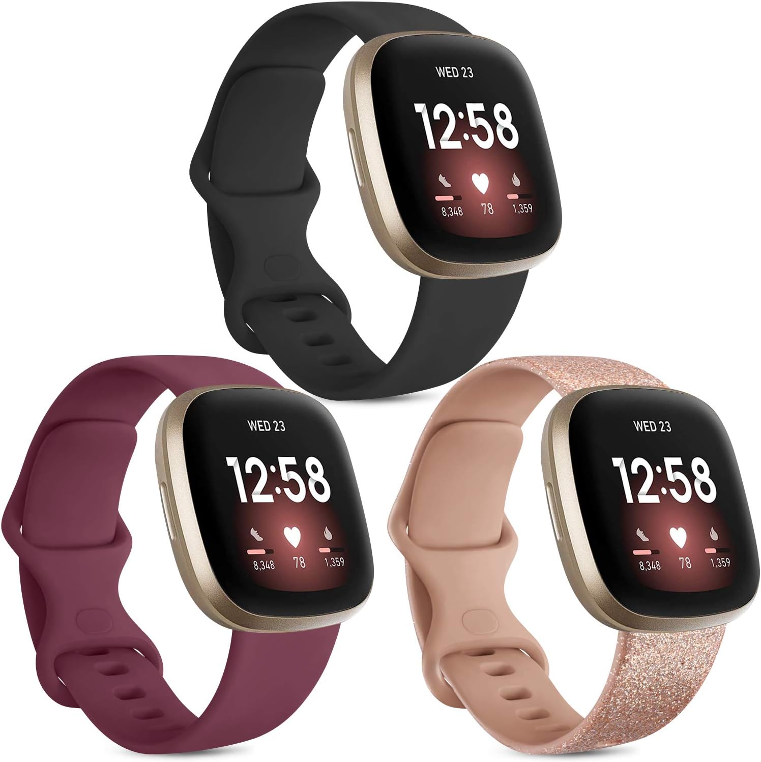 [3 Pack] Strap Compatible for Fitbit Versa 3 Strap/Fitbit Sense Strap/Fitbit Ver...