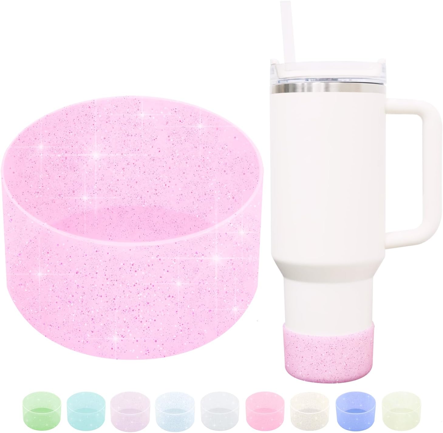 WORBSS Glitter Silicone Boot Sleeve for Stanley Cup H2.0 Tumbler 20 30 40oz & Hy...