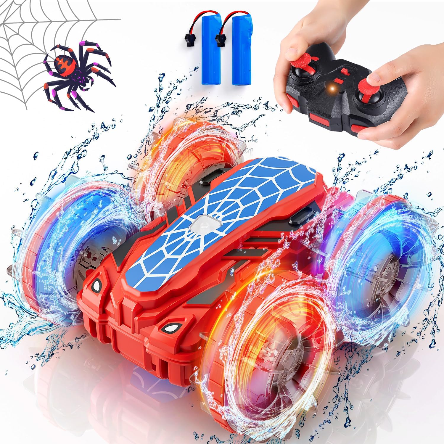 Spider Remote Control Cars Toys for 5 6 7 Year Old Boys Gifts: 2.4Ghz 360 Flips...