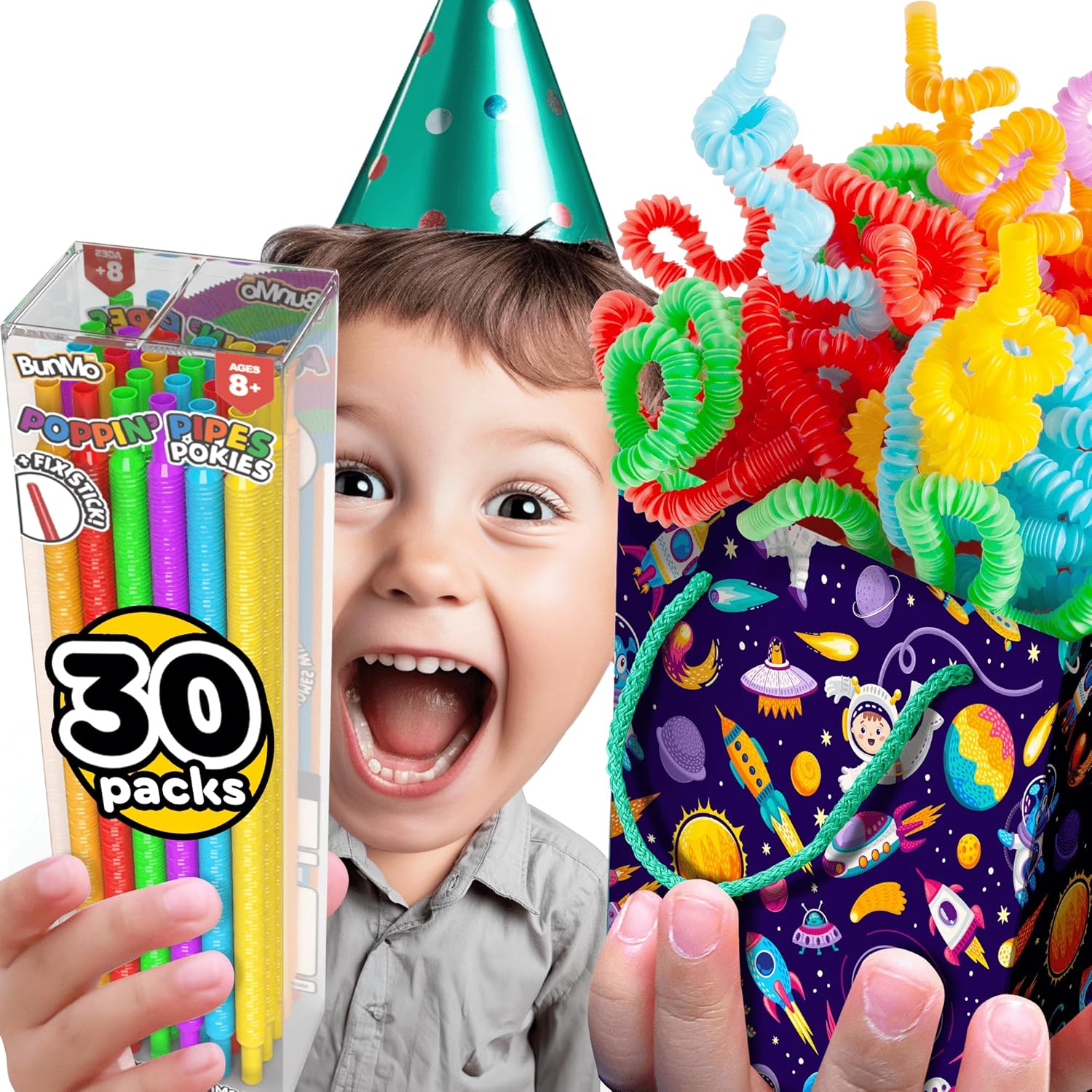 BUNMO Stocking Stuffers for Kids - Pop Tubes - Sensory Toys - Stocking Stuffers...