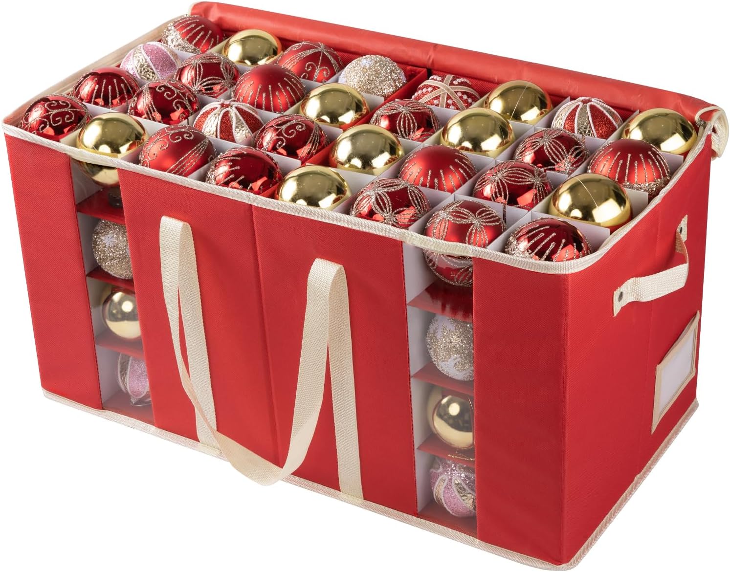 OIAHOMY Christmas Ornament Storage Box with Adjustable Dividers, Ornament Storag...