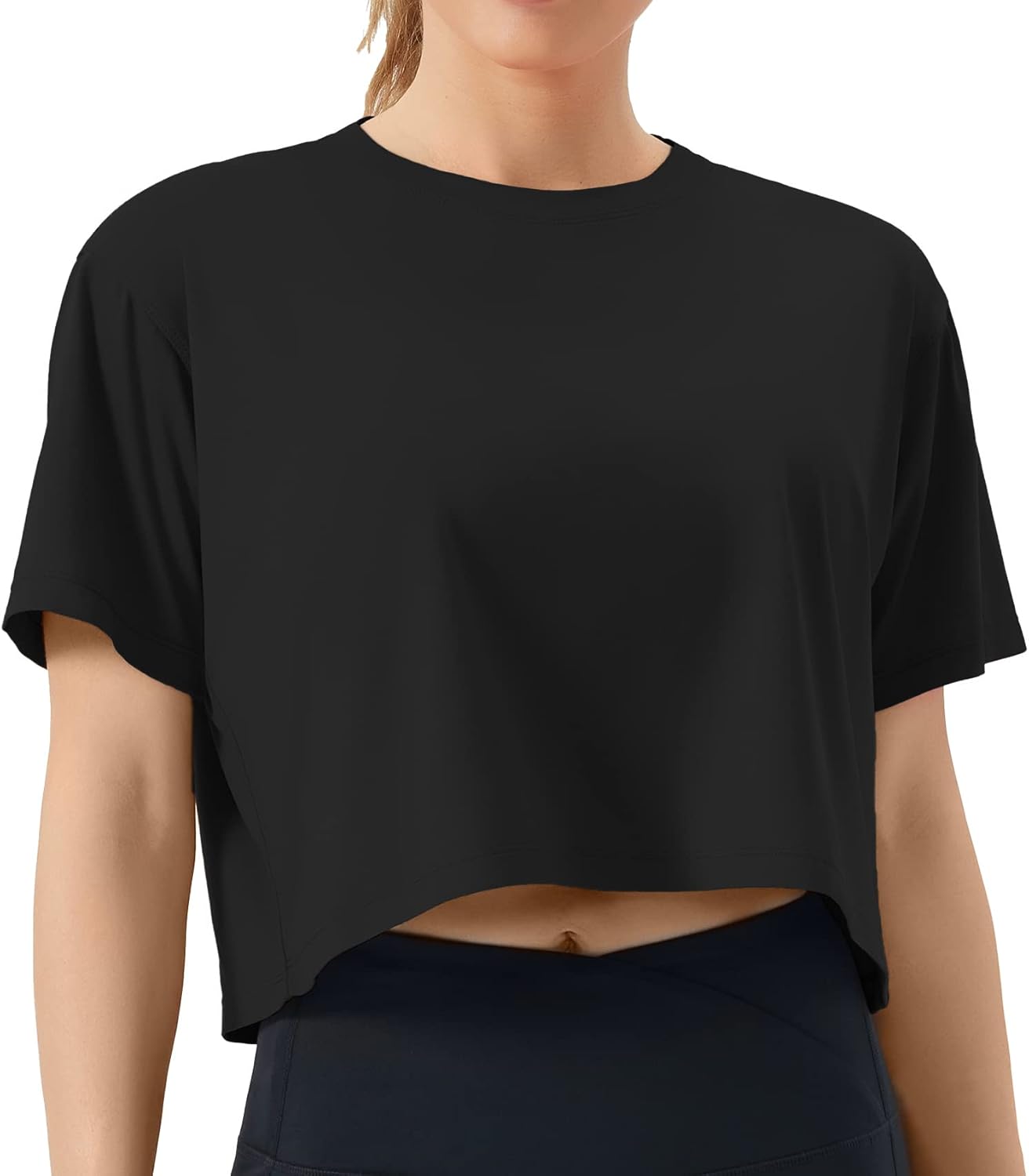 THE GYM PEOPLE Women's Workout Crop Top T-Shirt Short Sleeve Boxy Yoga Running C...