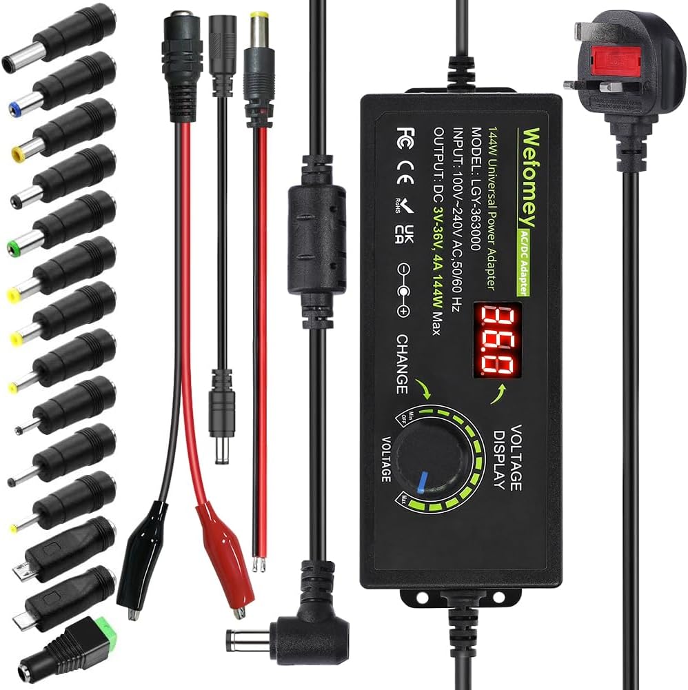 Wefomey Universal Power Supply 3V~36V 4A 144W Adjustable Variable AC/DC Adapter...