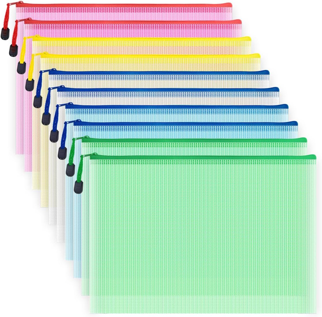 COWORK-UP 10PCS A4 Plastic Zip Wallets Board Game Storage Zip Bags Home Travel O...
