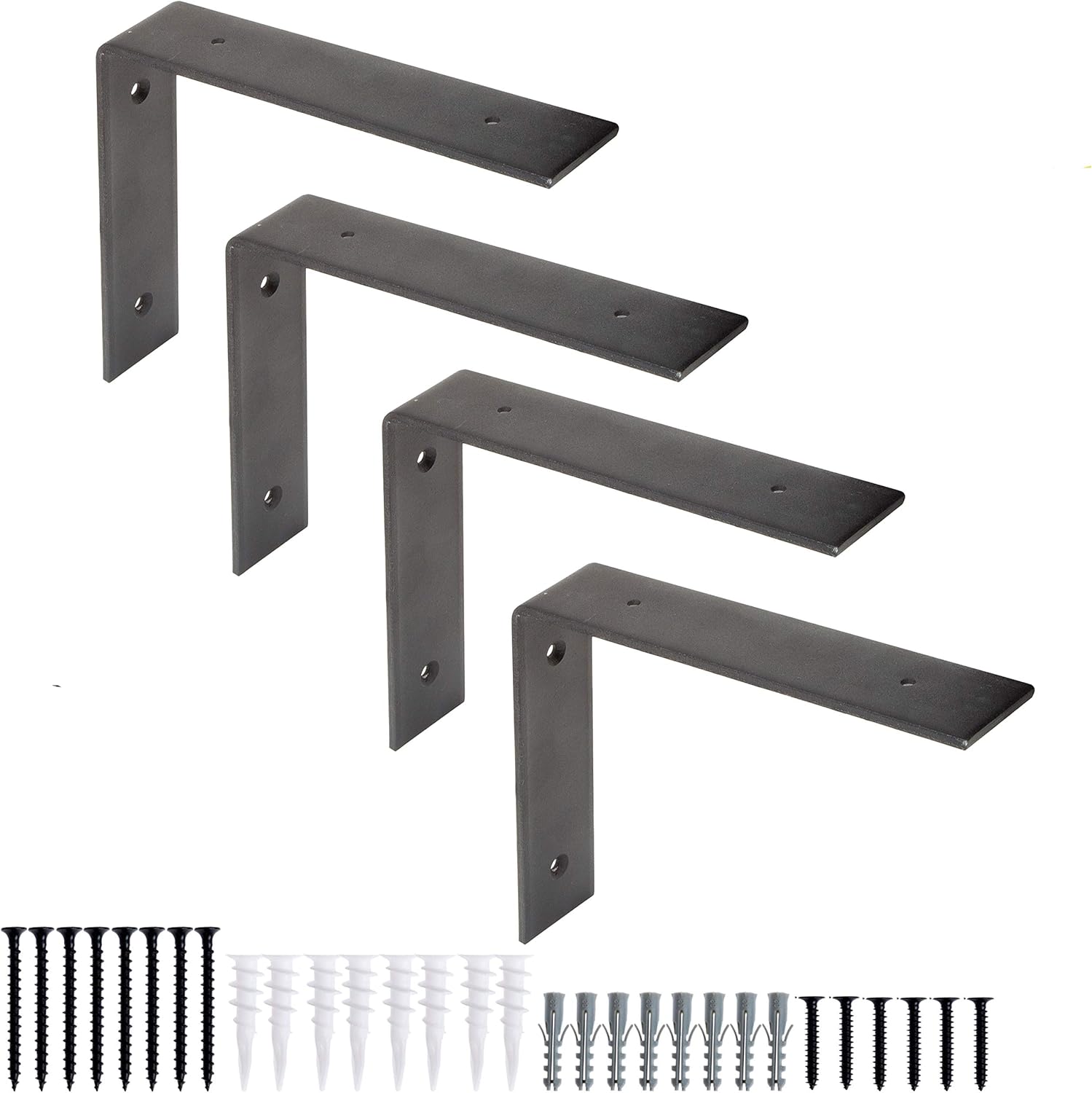 Ilyapa Heavy Duty Floating Shelf Brackets, 4 Pack, Rustic Iron - 6x8 Inch Black...