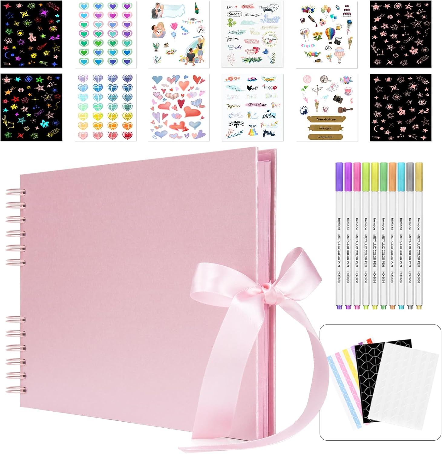 Bemece Scrapbook Photo Albums, 12 x 8 Inches Scrap Book With 80 Pages, DIY Photo...