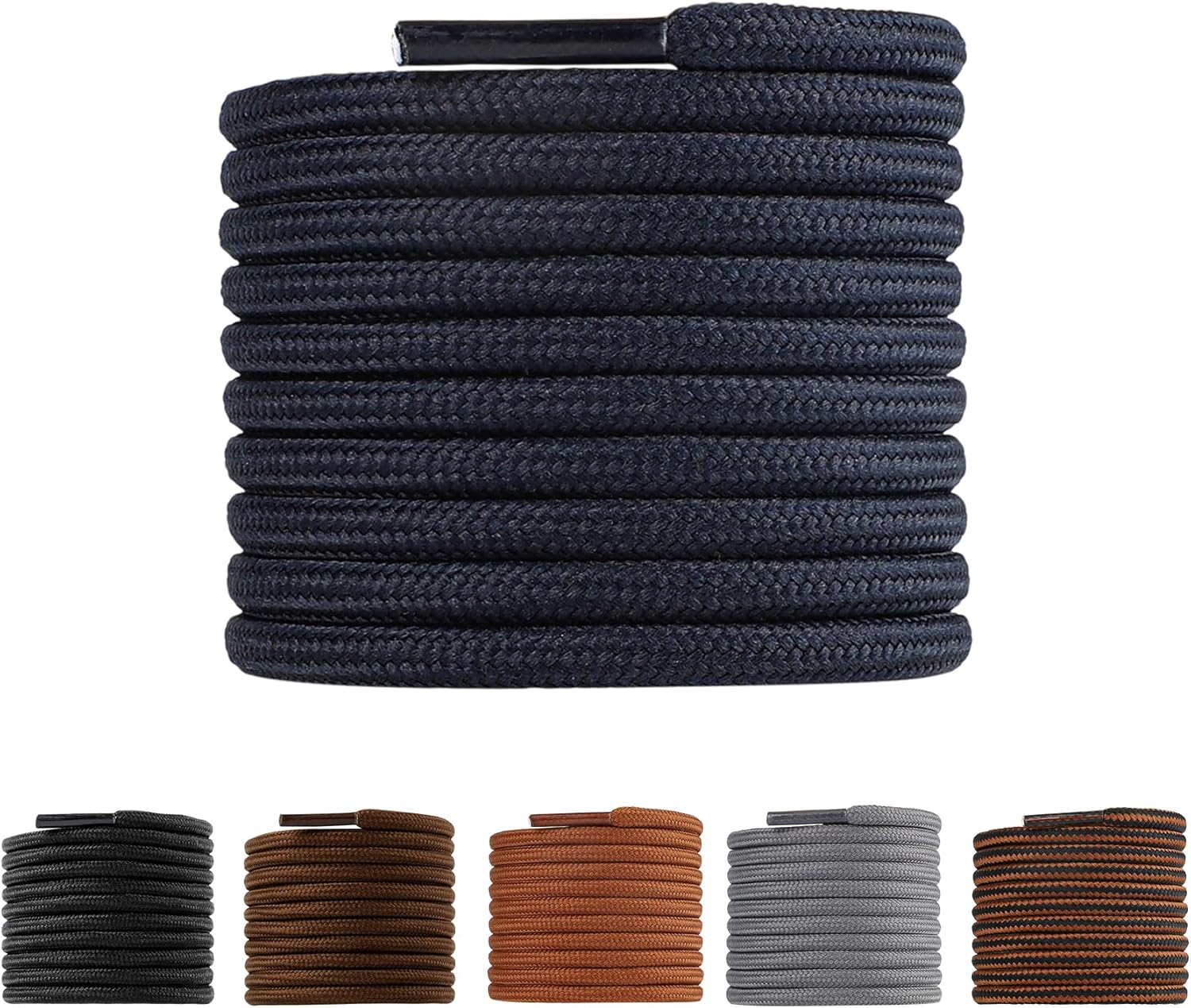 LARGERED Round Shoe Laces Work Boot Laces Heavy Duty, Durable Thick 4mm Shoelace...